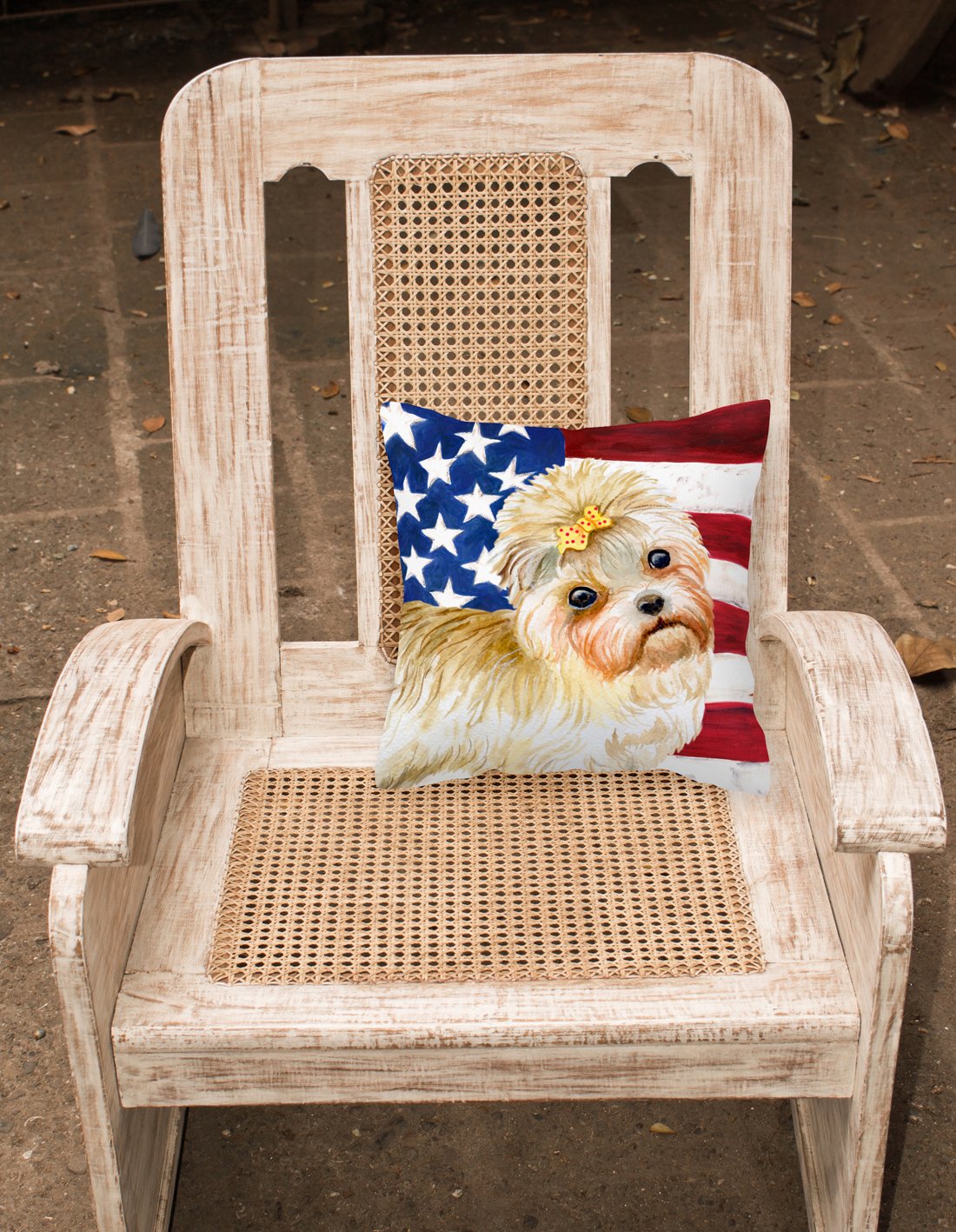 Morkie Patriotic Fabric Decorative Pillow BB9668PW1818 by Caroline's Treasures