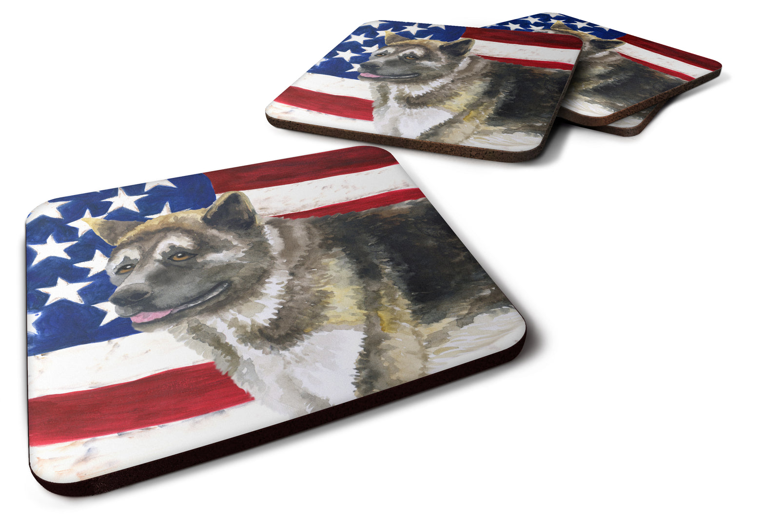 American Akita Patriotic Foam Coaster Set of 4 BB9669FC - the-store.com