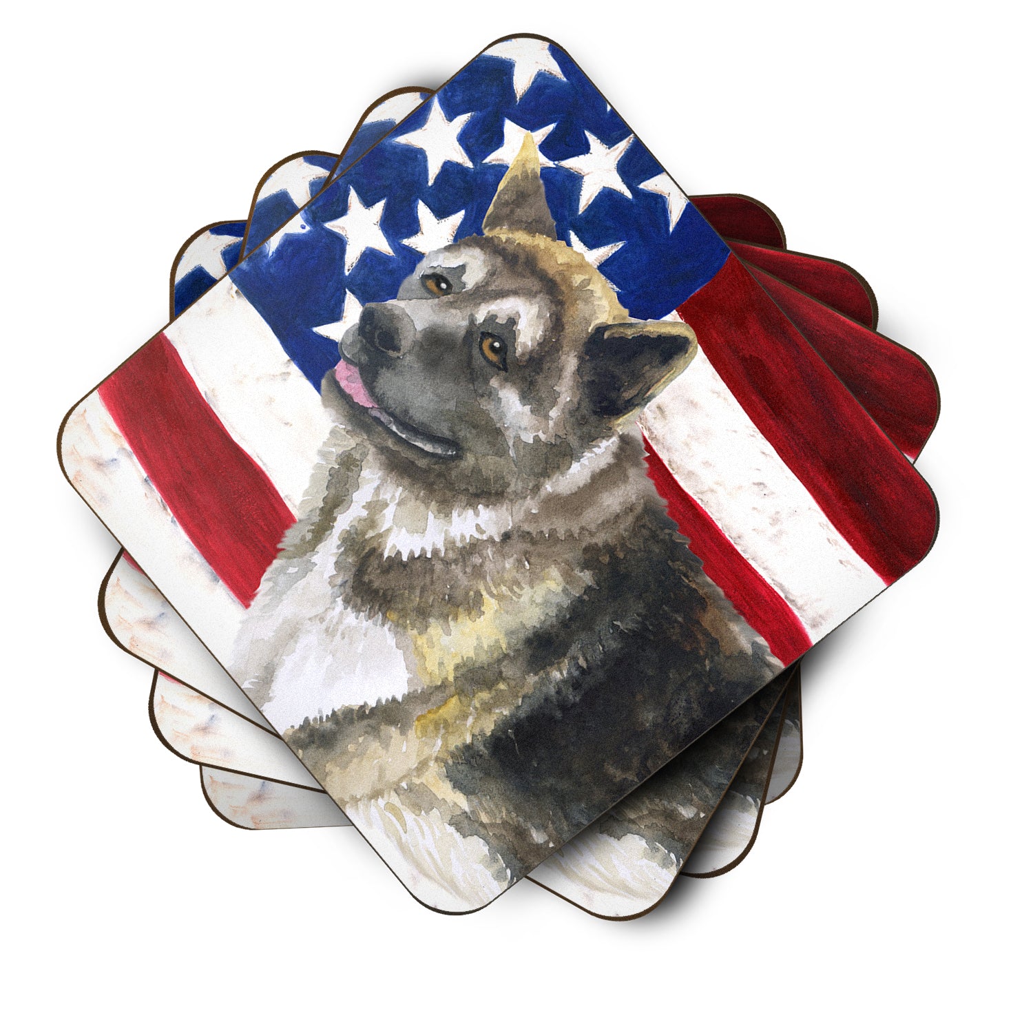 American Akita Patriotic Foam Coaster Set of 4 BB9669FC - the-store.com