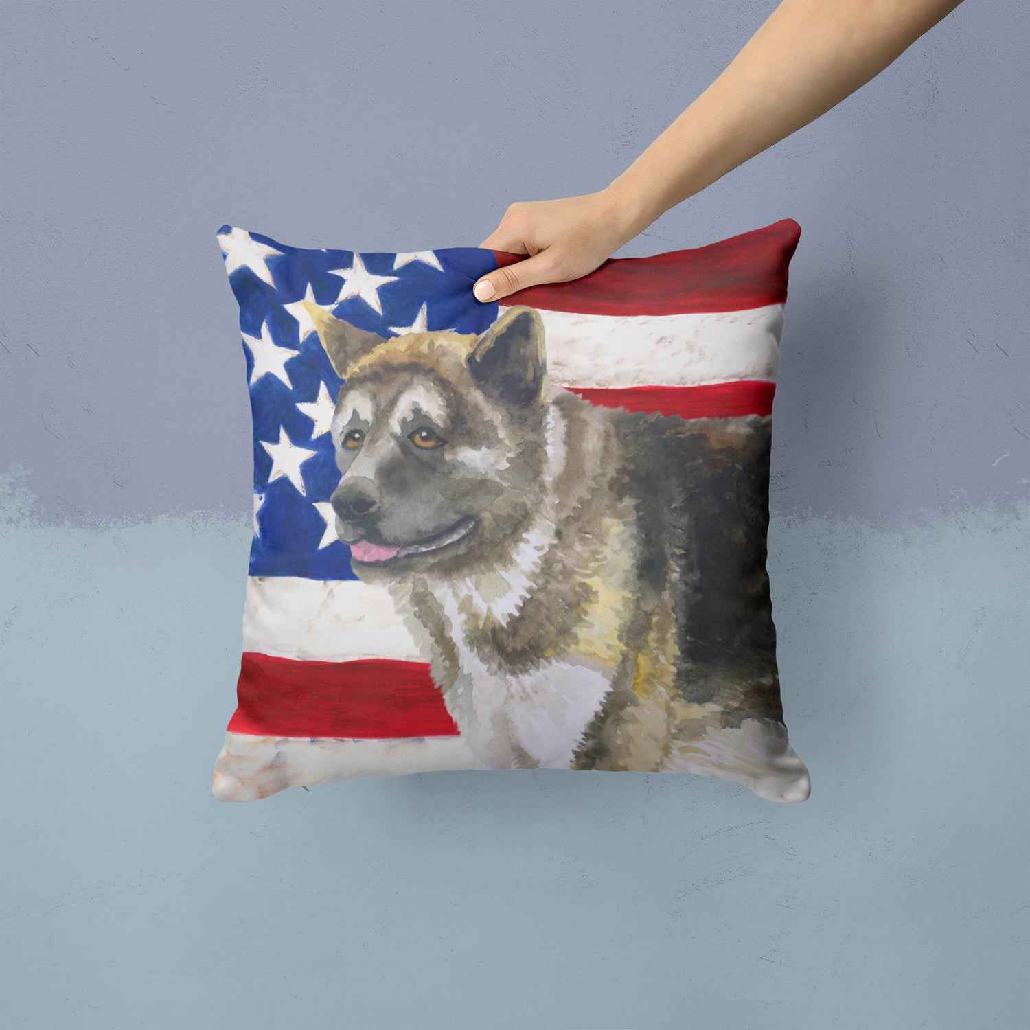 American Akita Patriotic Fabric Decorative Pillow BB9669PW1414 - the-store.com