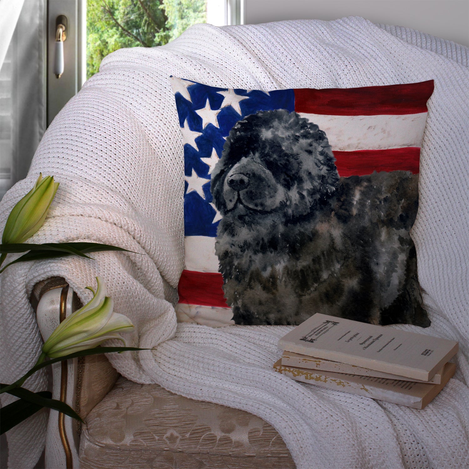 Newfoundland Patriotic Fabric Decorative Pillow BB9671PW1414 - the-store.com