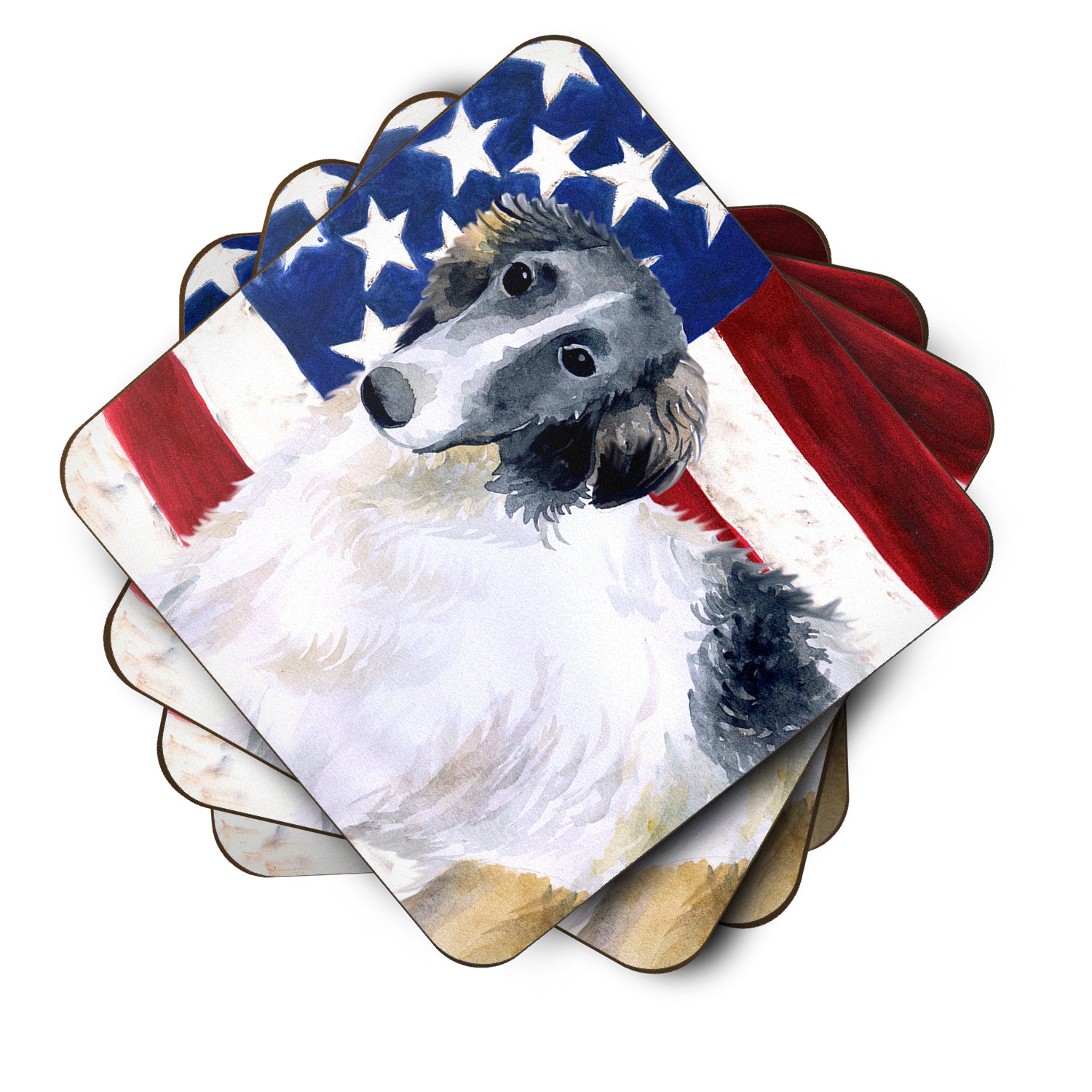 Borzoi Patriotic Foam Coaster Set of 4 BB9672FC - the-store.com