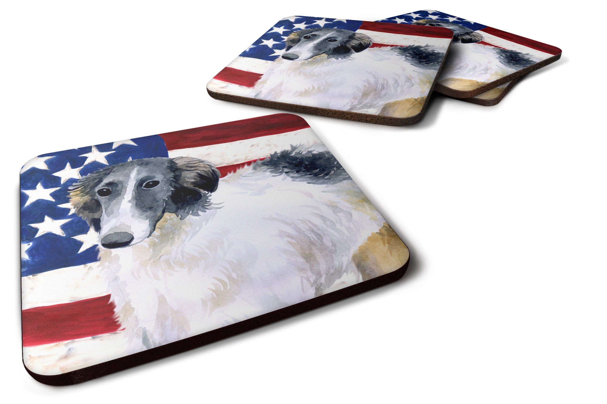 Borzoi Patriotic Foam Coaster Set of 4 BB9672FC - the-store.com