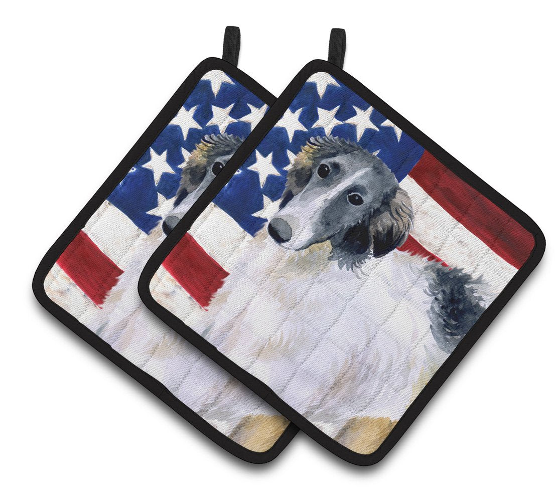 Borzoi Patriotic Pair of Pot Holders BB9672PTHD by Caroline's Treasures