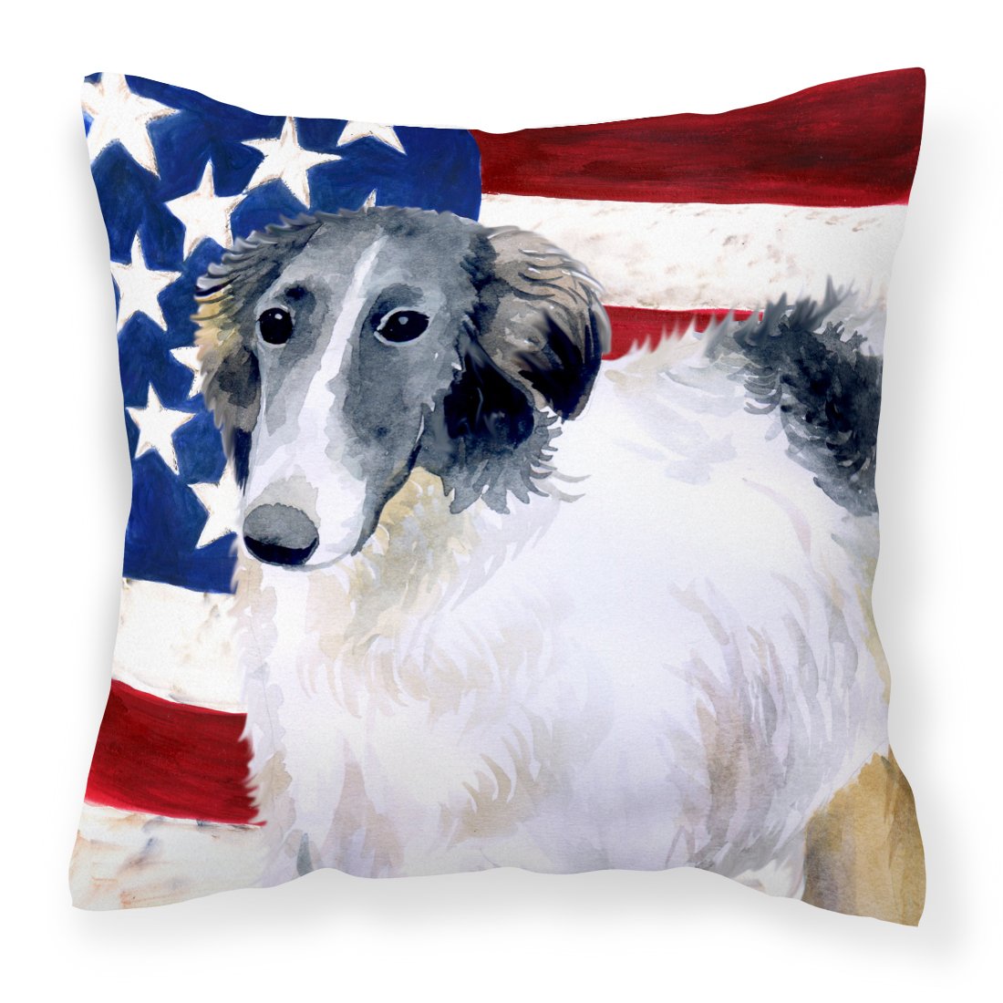 Borzoi Patriotic Fabric Decorative Pillow BB9672PW1818 by Caroline&#39;s Treasures