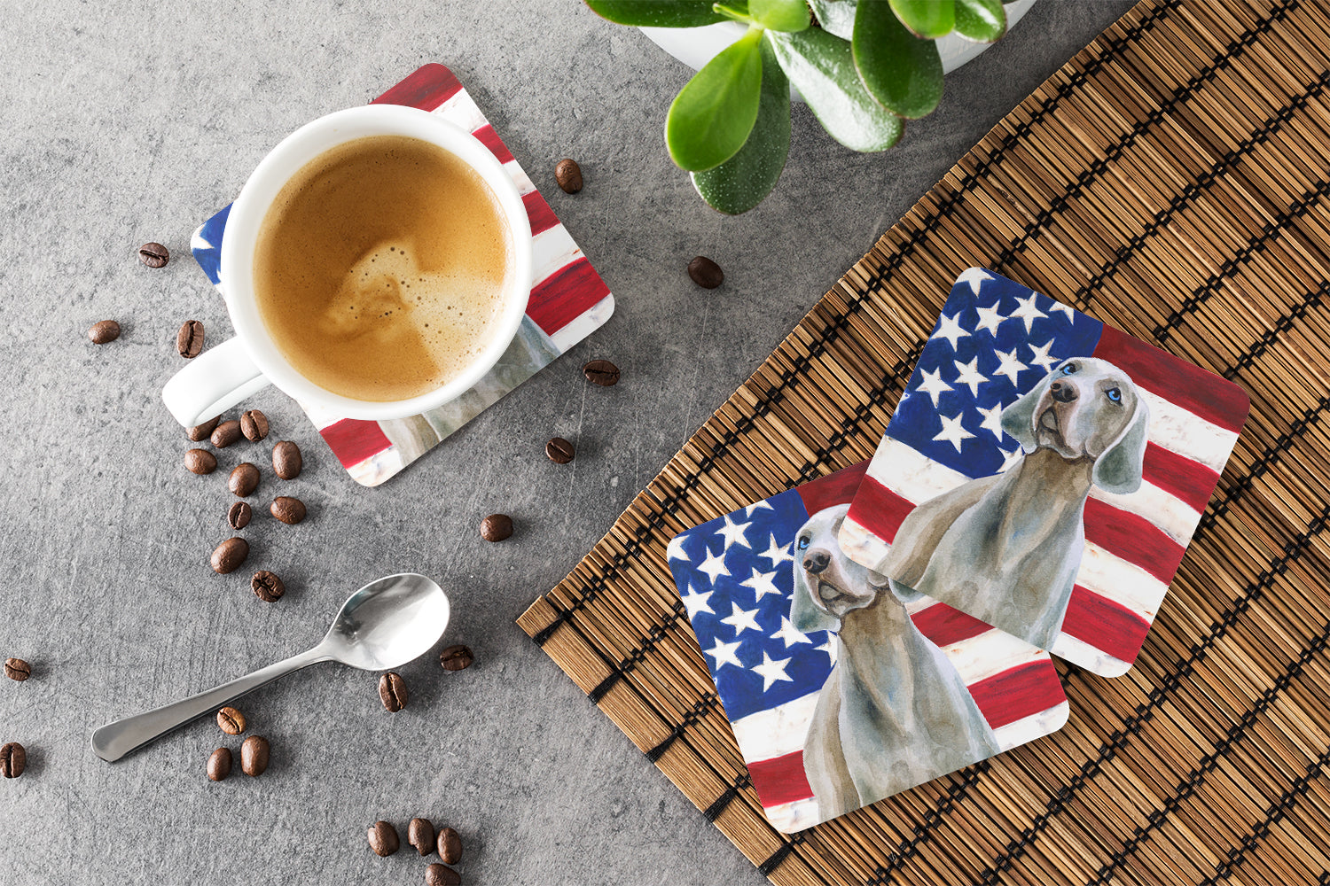 Weimaraner Patriotic Foam Coaster Set of 4 BB9674FC - the-store.com