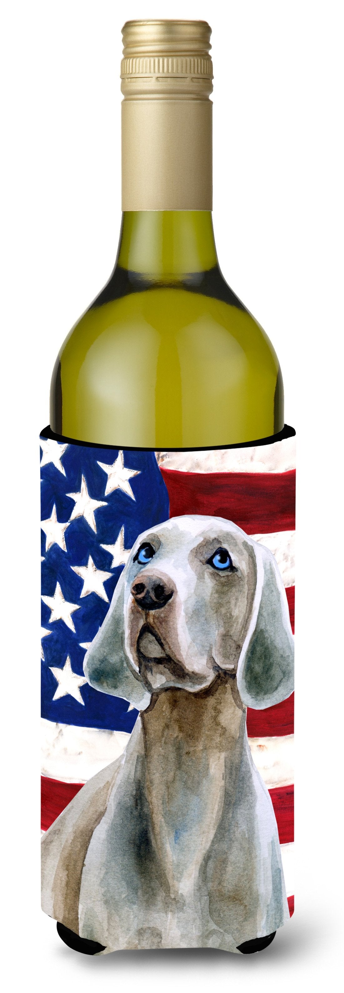 Weimaraner Patriotic Wine Bottle Beverge Insulator Hugger BB9674LITERK by Caroline&#39;s Treasures