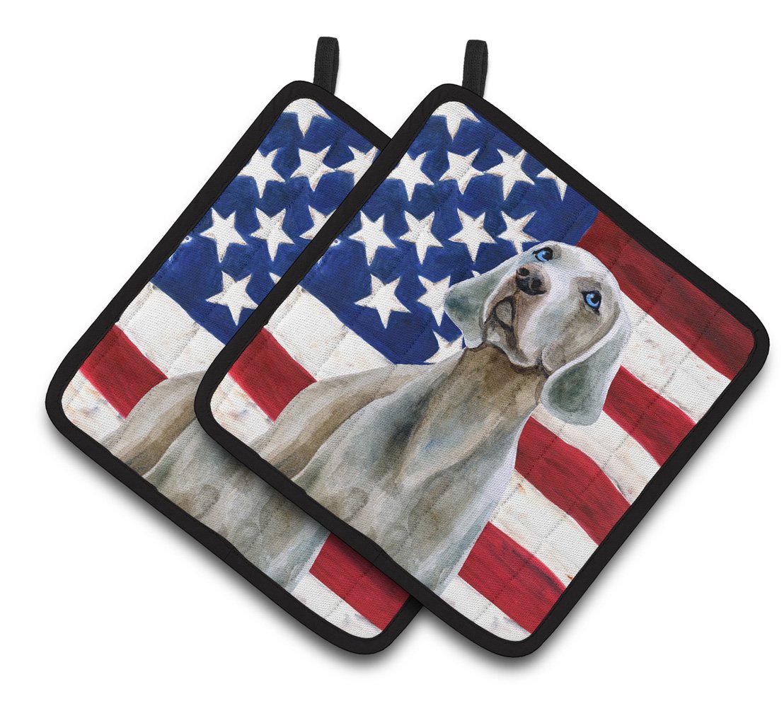 Weimaraner Patriotic Pair of Pot Holders BB9674PTHD by Caroline's Treasures