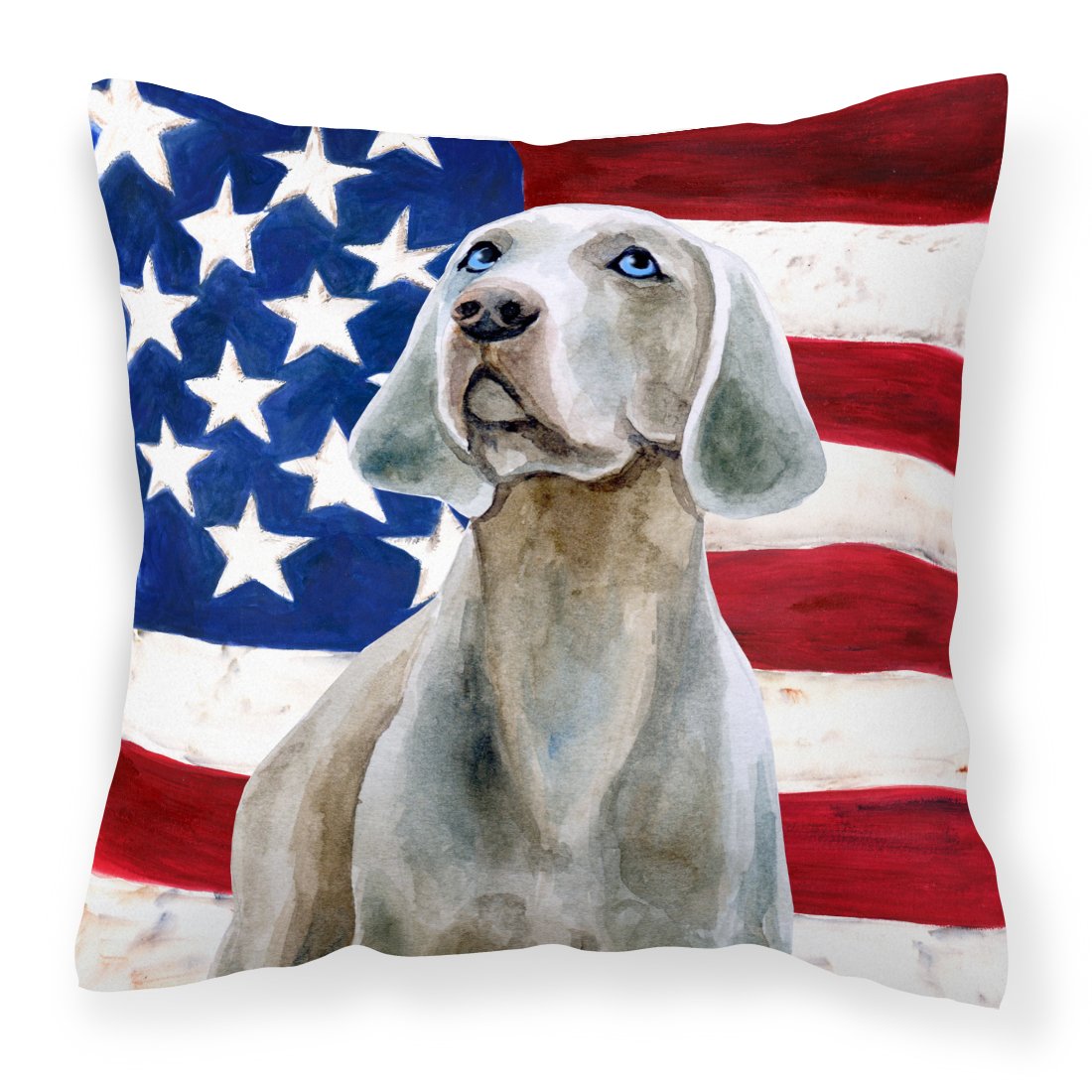 Weimaraner Patriotic Fabric Decorative Pillow BB9674PW1818 by Caroline's Treasures