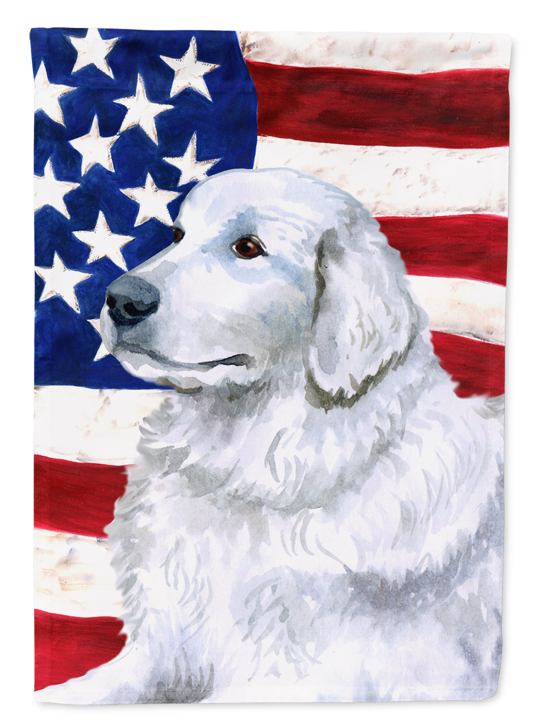 Maremma Sheepdog Patriotic Flag Canvas House Size BB9675CHF  the-store.com.