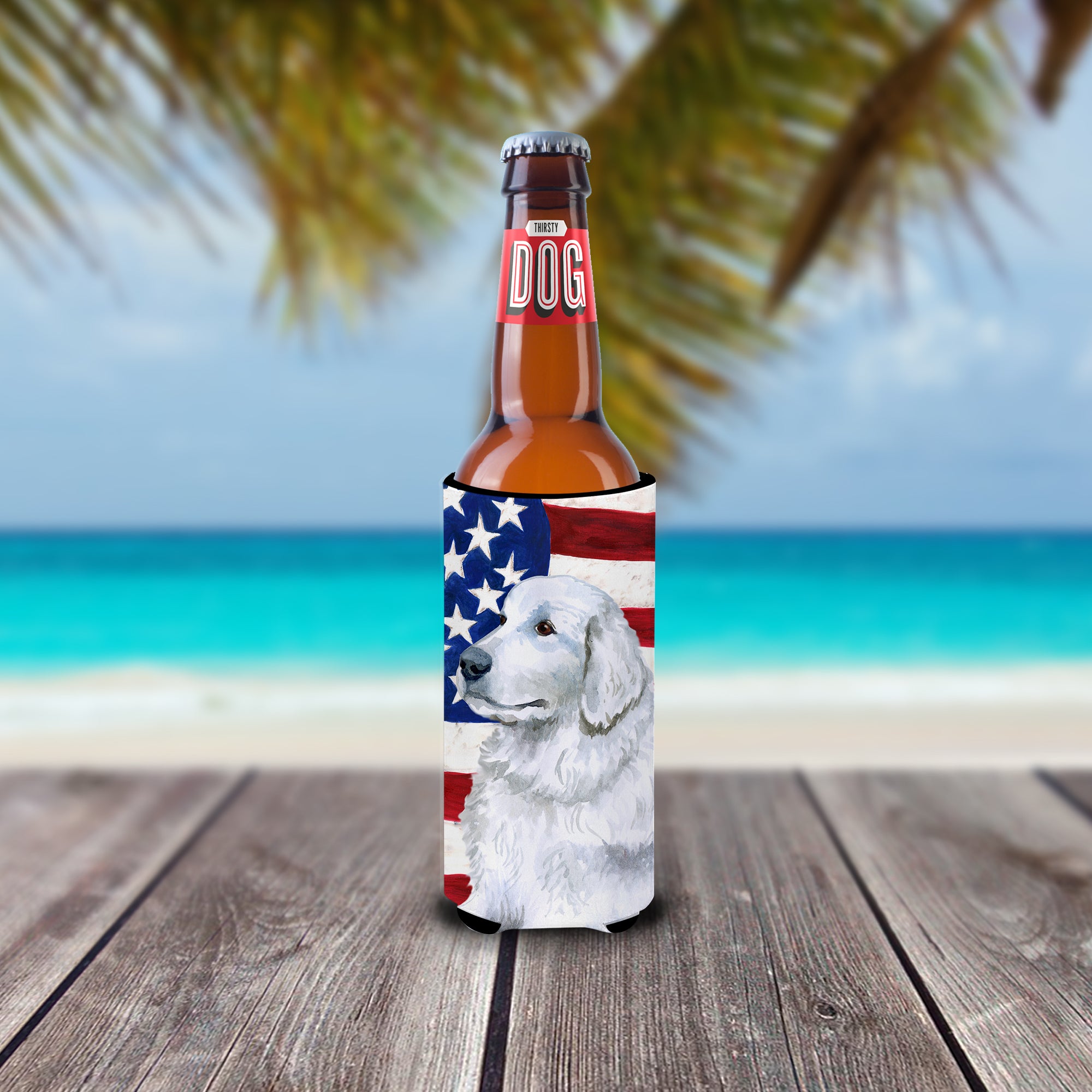 Maremma Sheepdog Patriotic  Ultra Hugger for slim cans BB9675MUK  the-store.com.