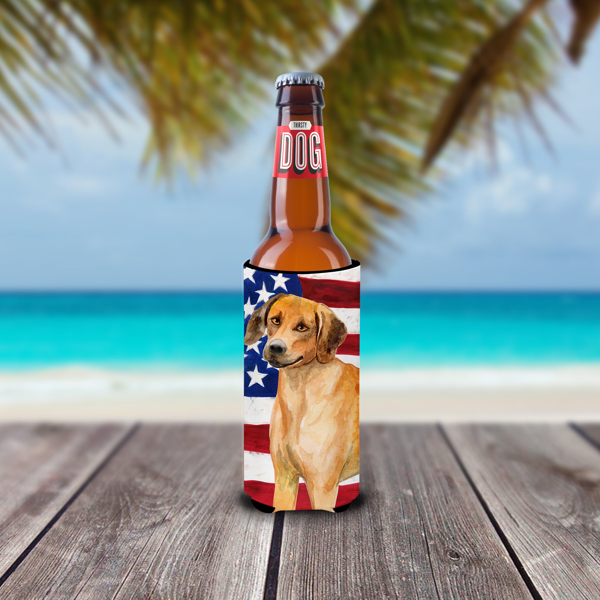 Rhodesian Ridgeback Patriotic  Ultra Hugger for slim cans BB9676MUK  the-store.com.