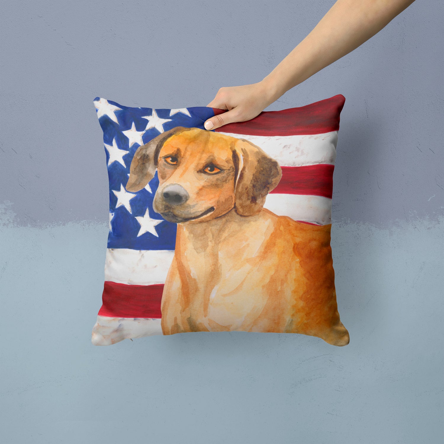 Rhodesian Ridgeback Patriotic Fabric Decorative Pillow BB9676PW1414 - the-store.com