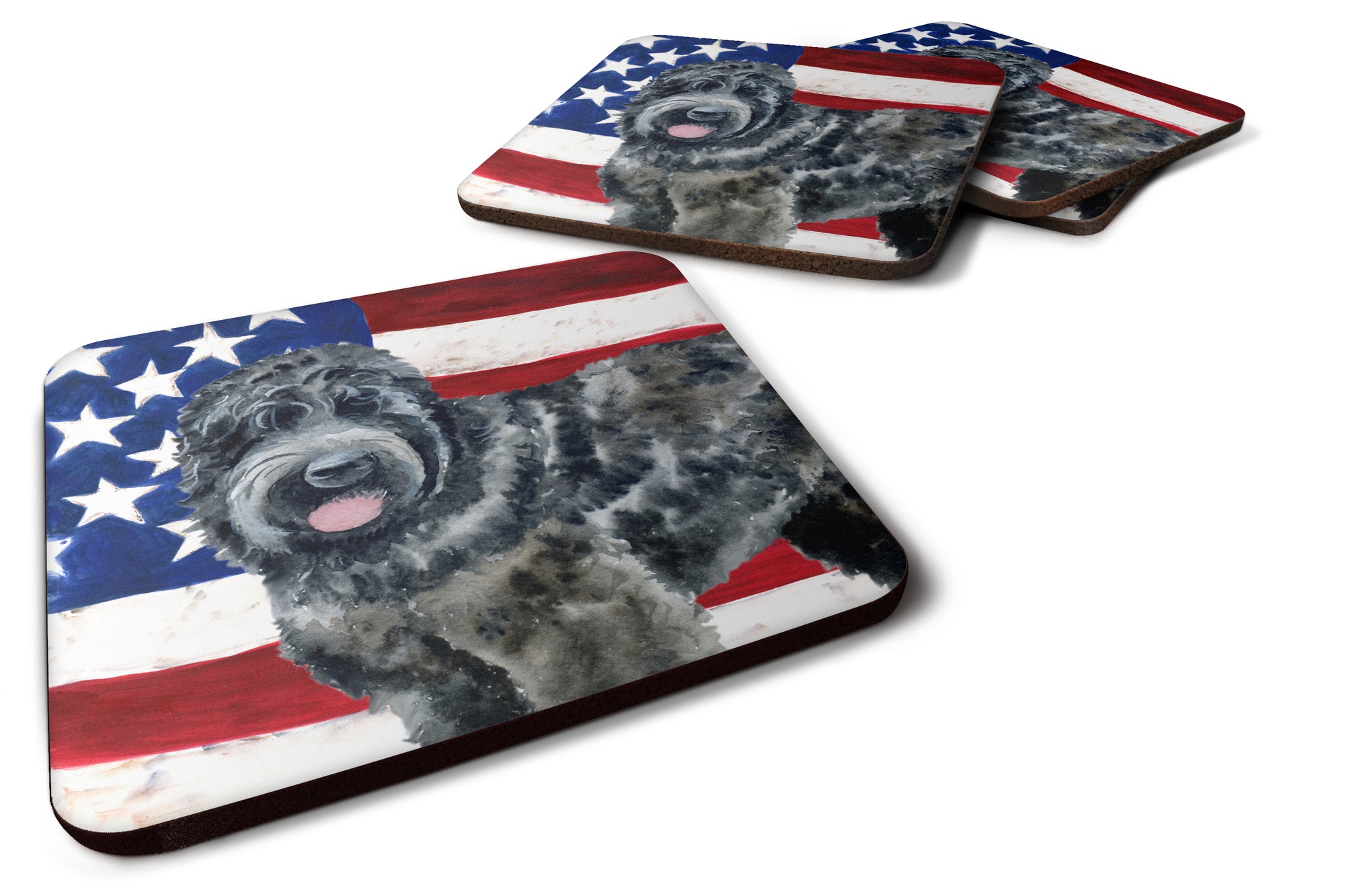 Black Russian Terrier Patriotic Foam Coaster Set of 4 BB9677FC - the-store.com