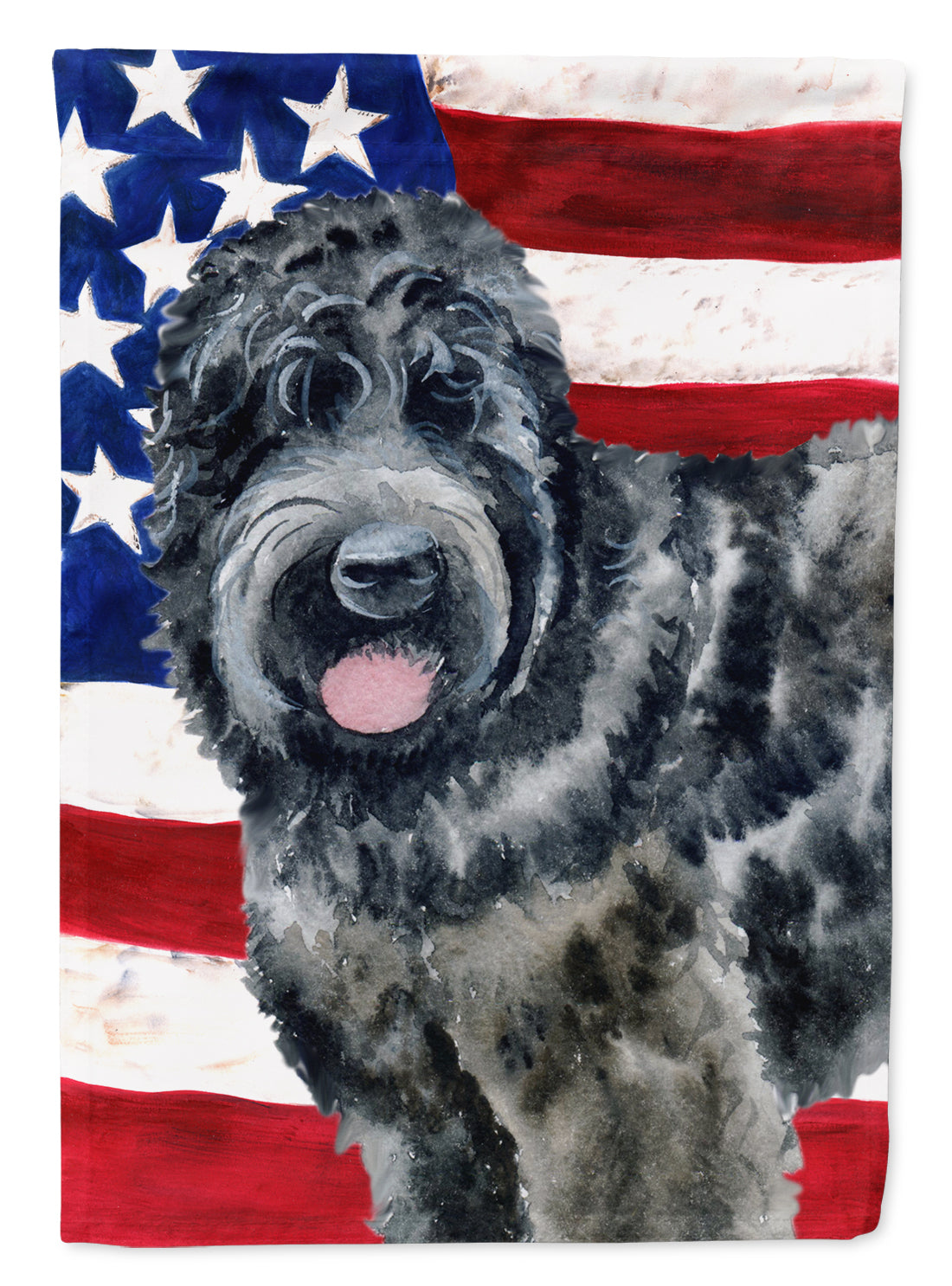 Black Russian Terrier Patriotic Flag Garden Size BB9677GF  the-store.com.