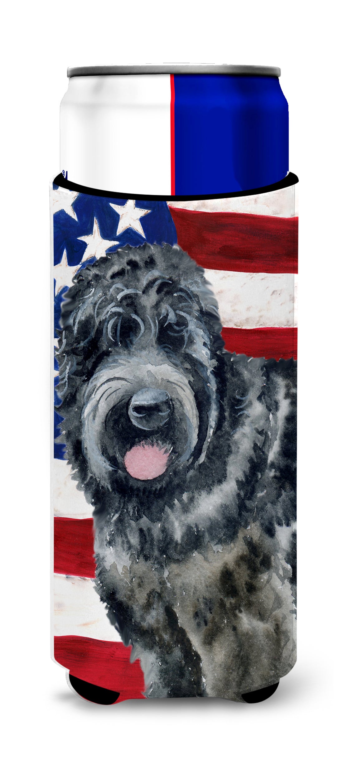 Black Russian Terrier Patriotic  Ultra Hugger for slim cans BB9677MUK  the-store.com.