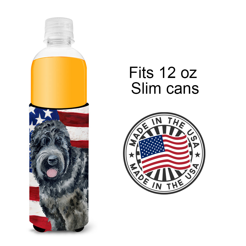 Black Russian Terrier Patriotic  Ultra Hugger for slim cans BB9677MUK  the-store.com.