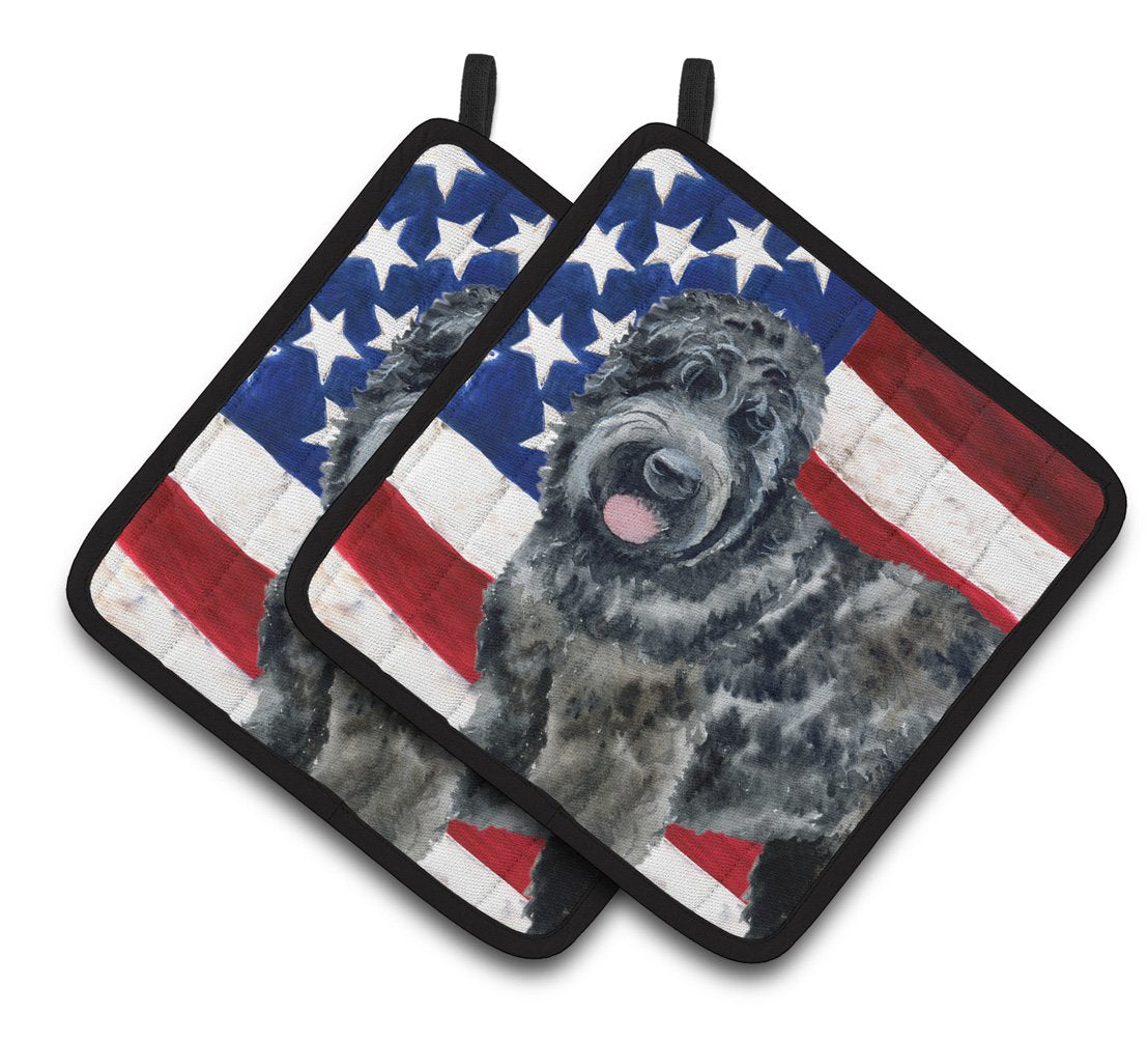 Black Russian Terrier Patriotic Pair of Pot Holders BB9677PTHD by Caroline's Treasures