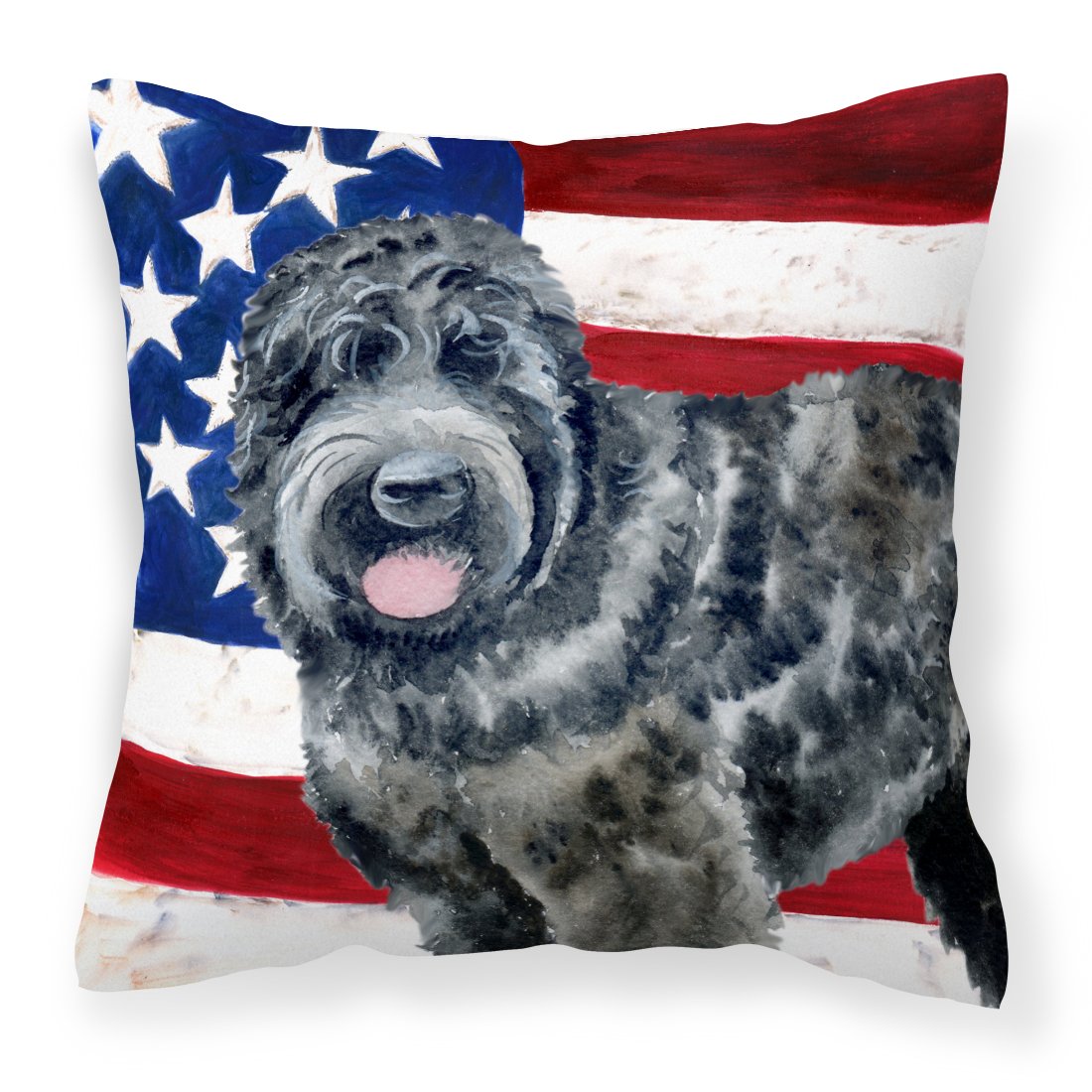 Black Russian Terrier Patriotic Fabric Decorative Pillow BB9677PW1818 by Caroline&#39;s Treasures