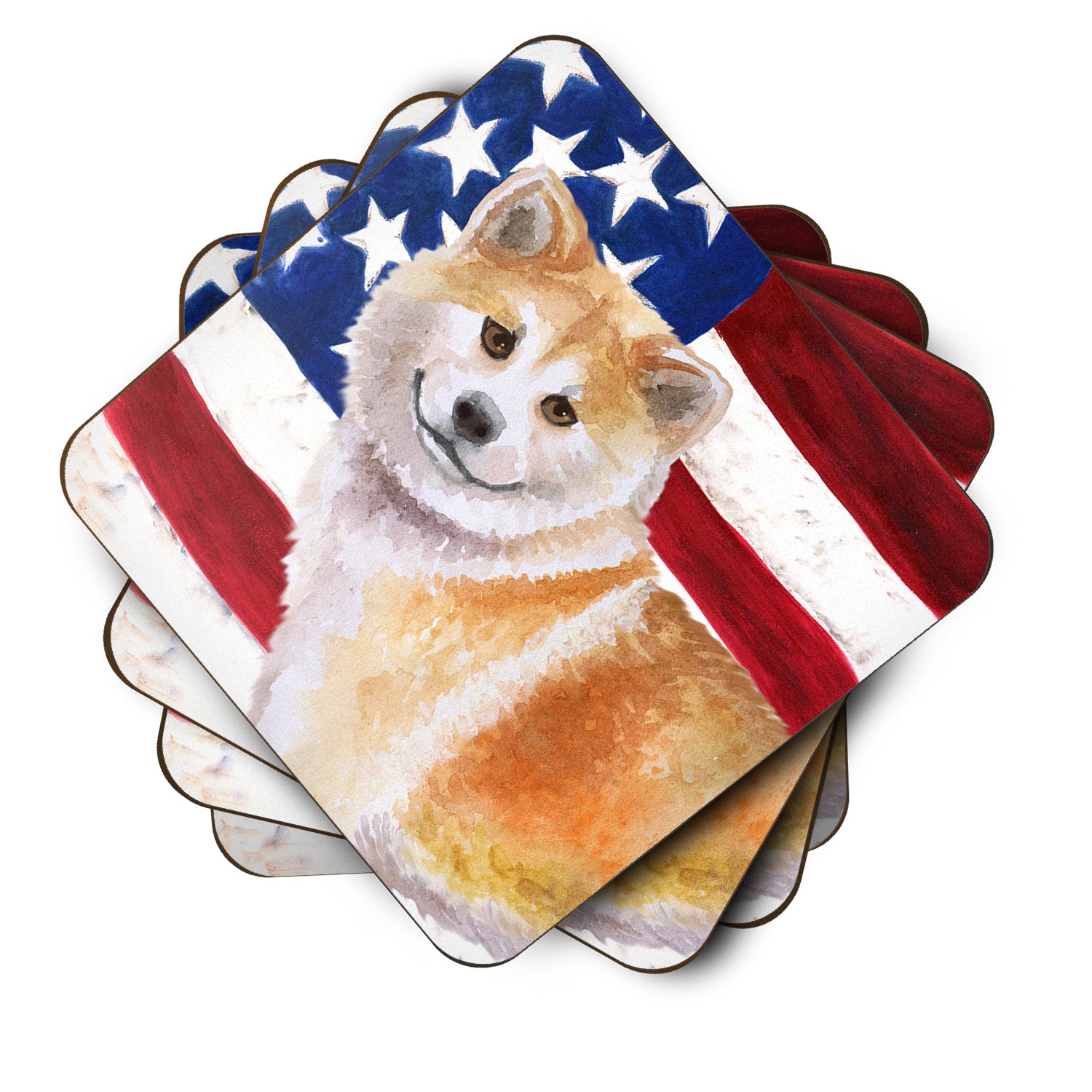 Shiba Inu Patriotic Foam Coaster Set of 4 BB9678FC - the-store.com