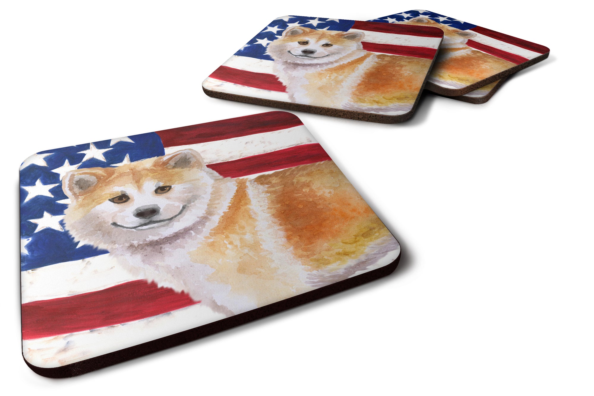 Shiba Inu Patriotic Foam Coaster Set of 4 BB9678FC - the-store.com