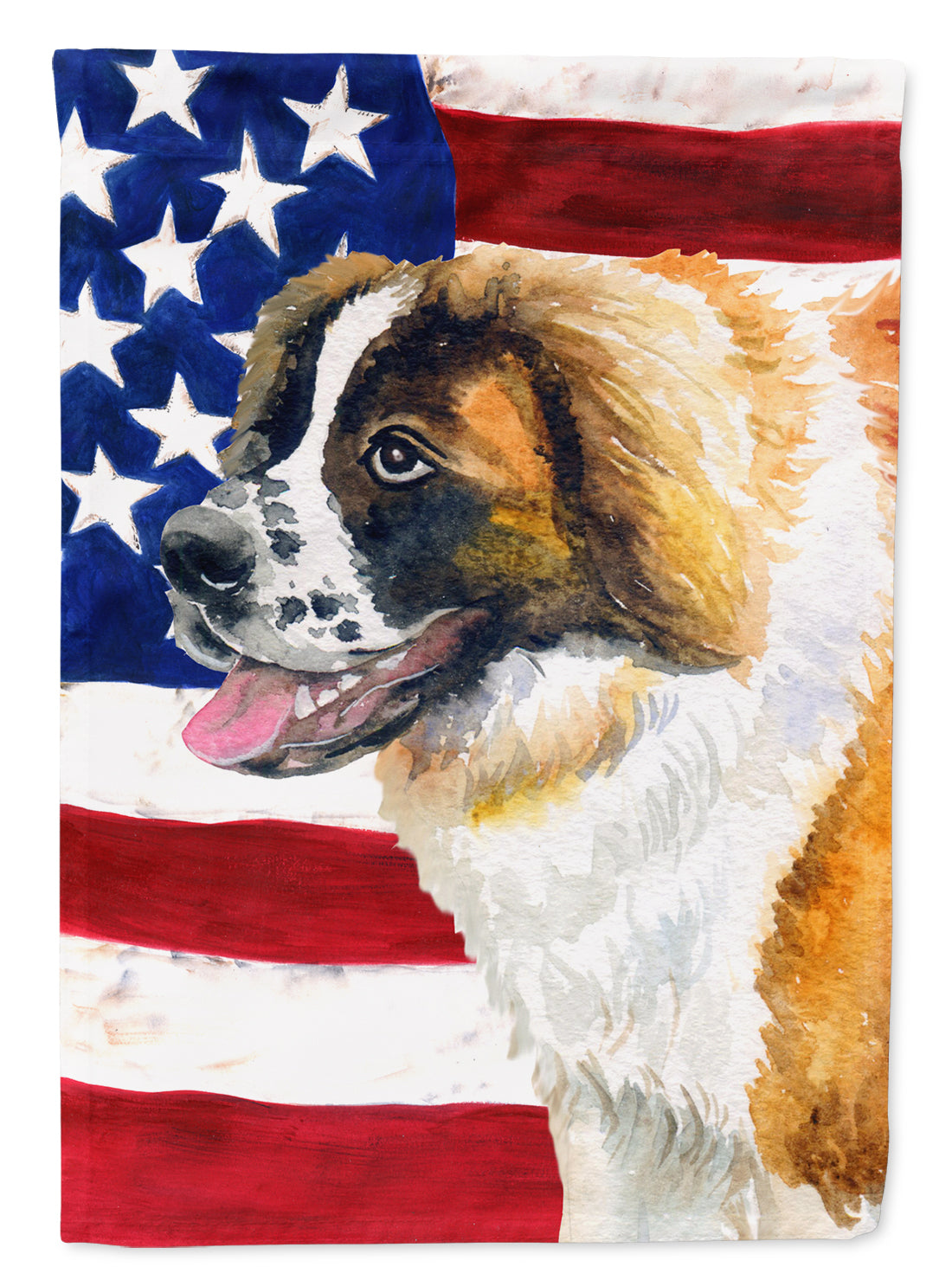 Saint Bernard Patriotic Flag Canvas House Size BB9679CHF  the-store.com.