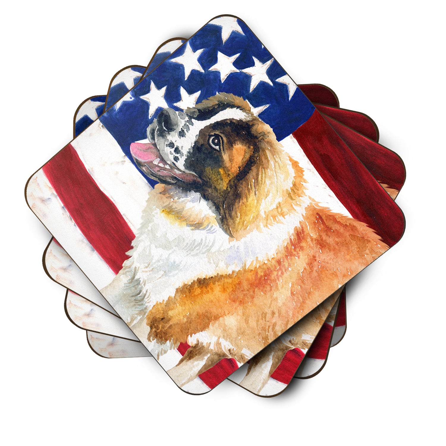 Saint Bernard Patriotic Foam Coaster Set of 4 BB9679FC - the-store.com