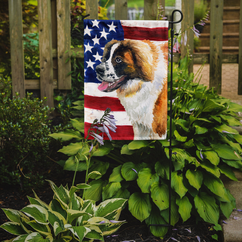 Saint Bernard Patriotic Flag Garden Size BB9679GF  the-store.com.