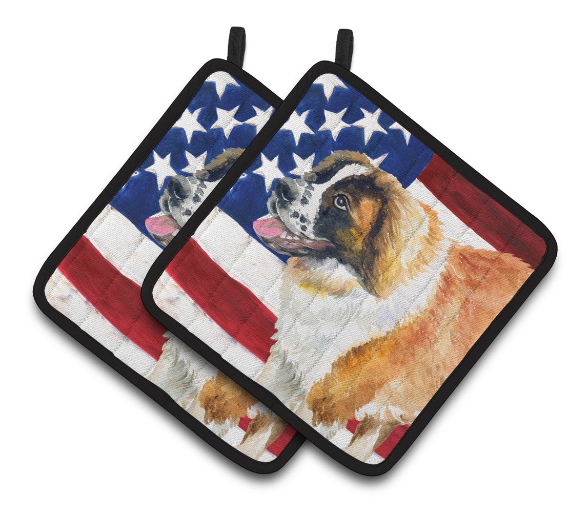 Saint Bernard Patriotic Pair of Pot Holders BB9679PTHD by Caroline's Treasures