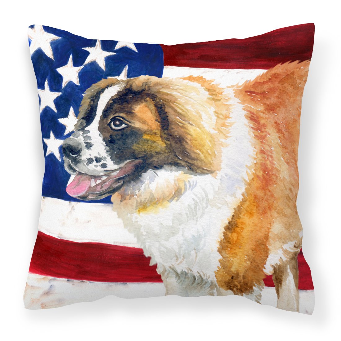 Saint Bernard Patriotic Fabric Decorative Pillow BB9679PW1818 by Caroline's Treasures