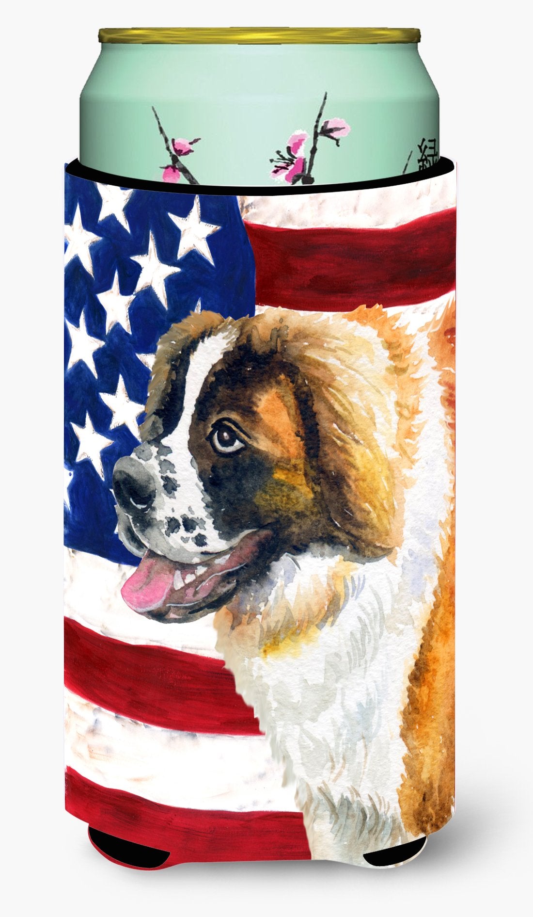 Saint Bernard Patriotic Tall Boy Beverage Insulator Hugger BB9679TBC by Caroline's Treasures