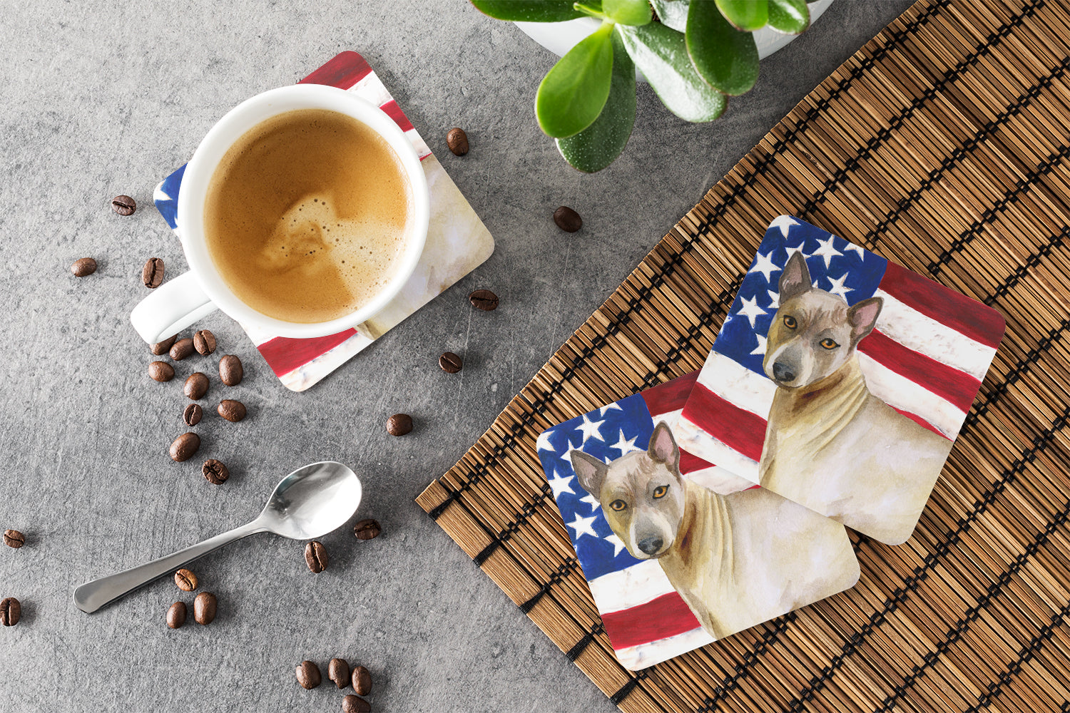 Thai Ridgeback Patriotic Foam Coaster Set of 4 BB9680FC - the-store.com