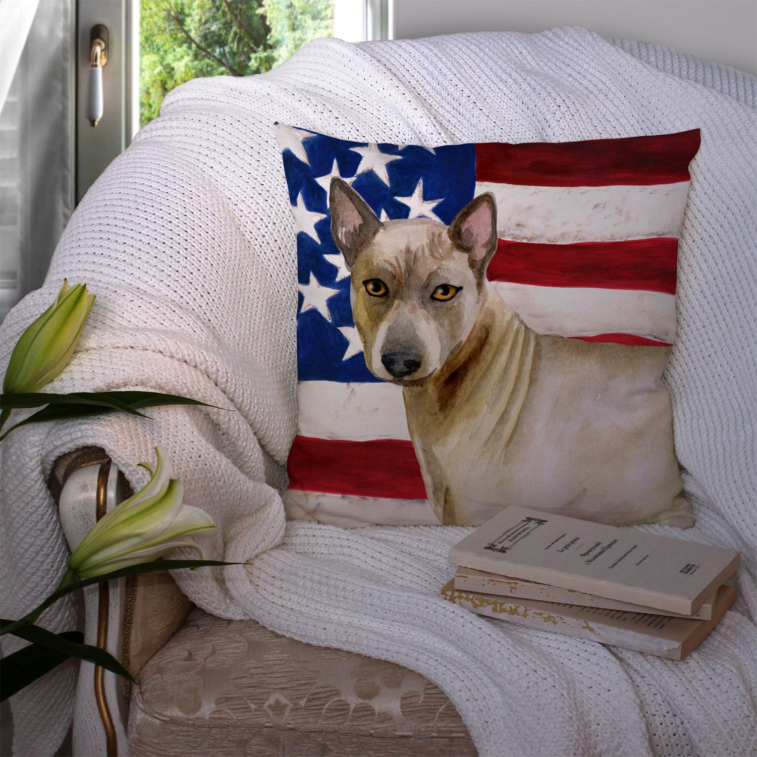 Thai Ridgeback Patriotic Fabric Decorative Pillow BB9680PW1414 - the-store.com