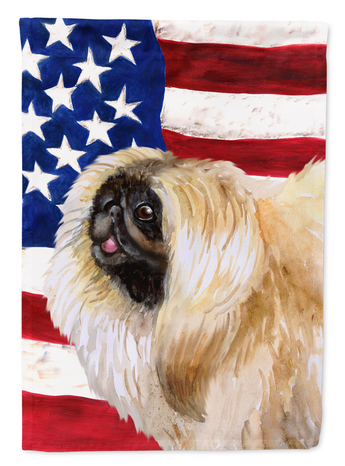 Pekingese Patriotic Flag Canvas House Size BB9681CHF  the-store.com.