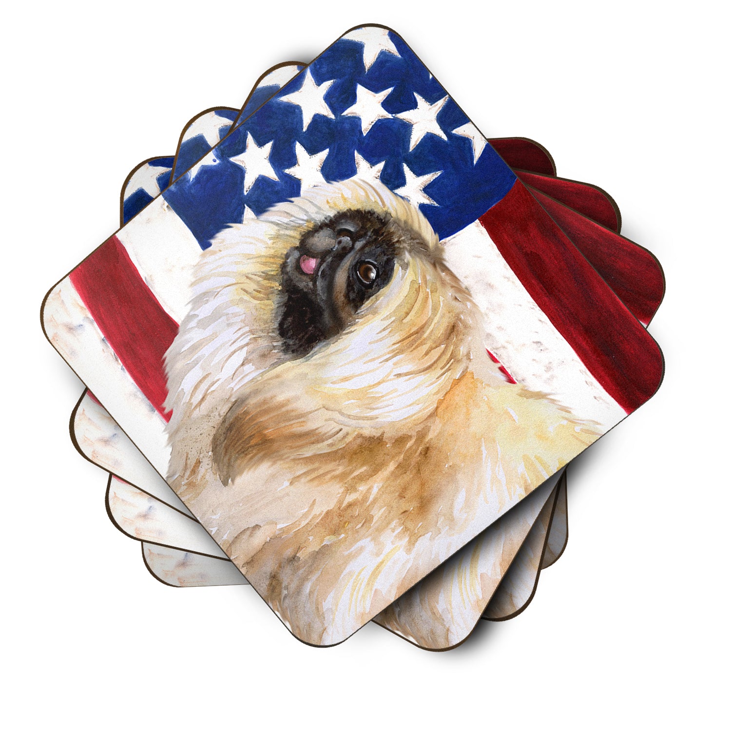 Pekingese Patriotic Foam Coaster Set of 4 BB9681FC - the-store.com