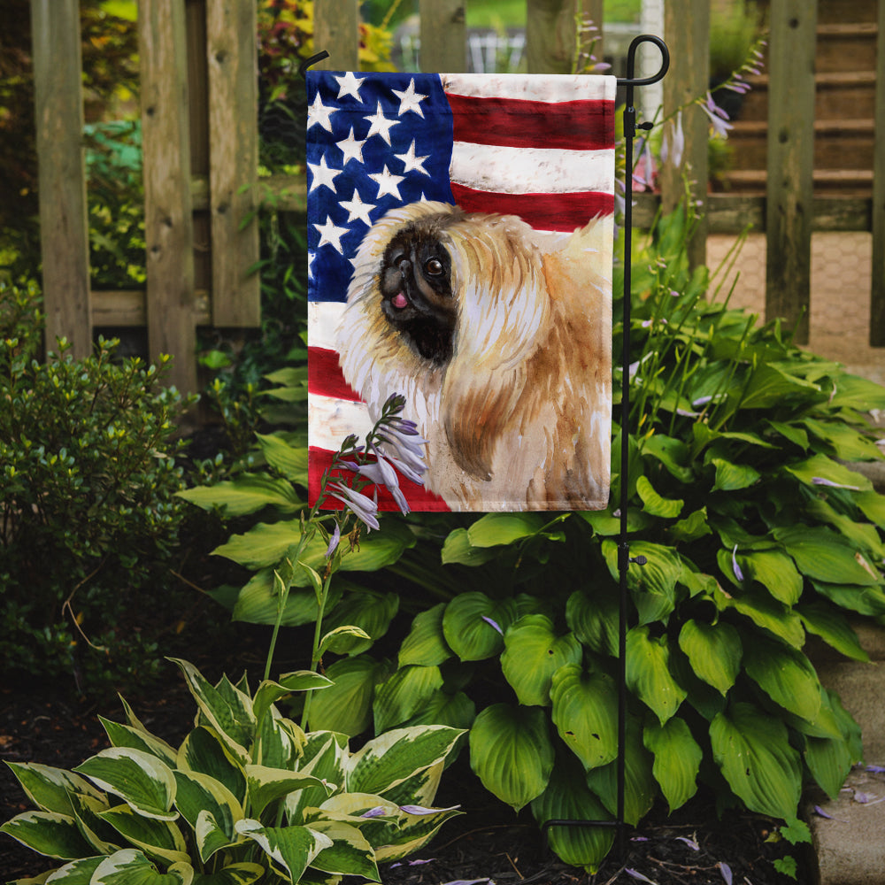 Pekingese Patriotic Flag Garden Size BB9681GF  the-store.com.