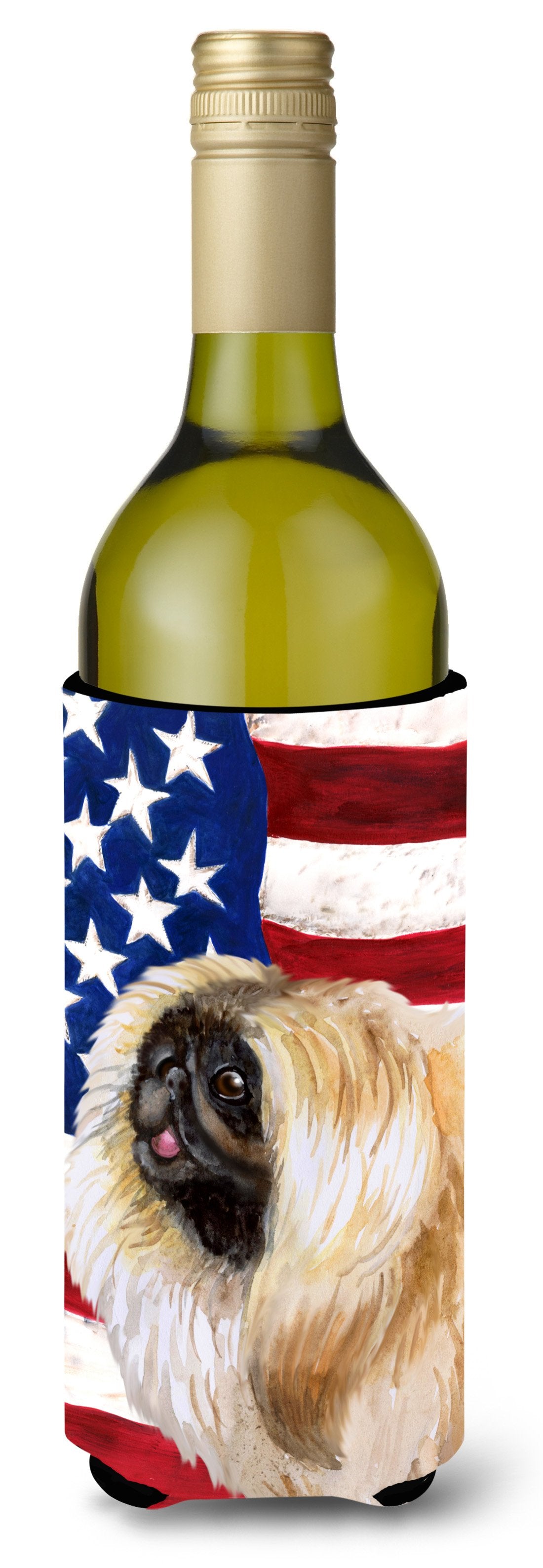 Pekingese Patriotic Wine Bottle Beverge Insulator Hugger BB9681LITERK by Caroline's Treasures