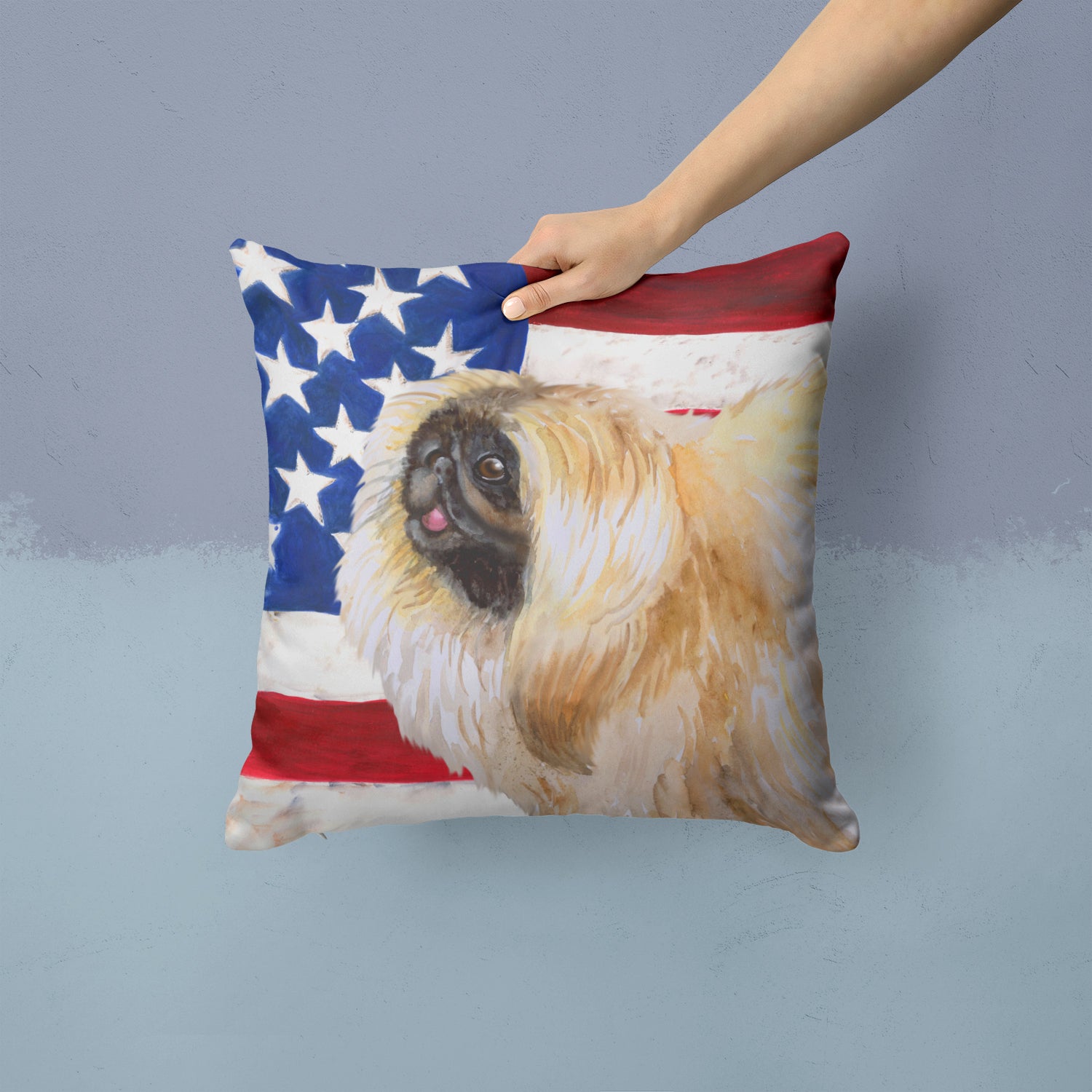 Pekingese Patriotic Fabric Decorative Pillow BB9681PW1414 - the-store.com