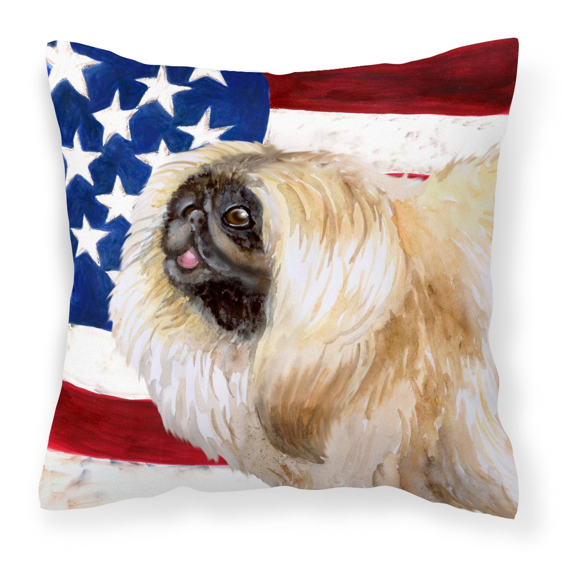 Pekingese Patriotic Fabric Decorative Pillow BB9681PW1818 by Caroline&#39;s Treasures