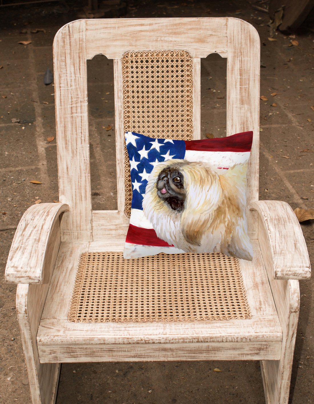 Pekingese Patriotic Fabric Decorative Pillow BB9681PW1818 by Caroline's Treasures