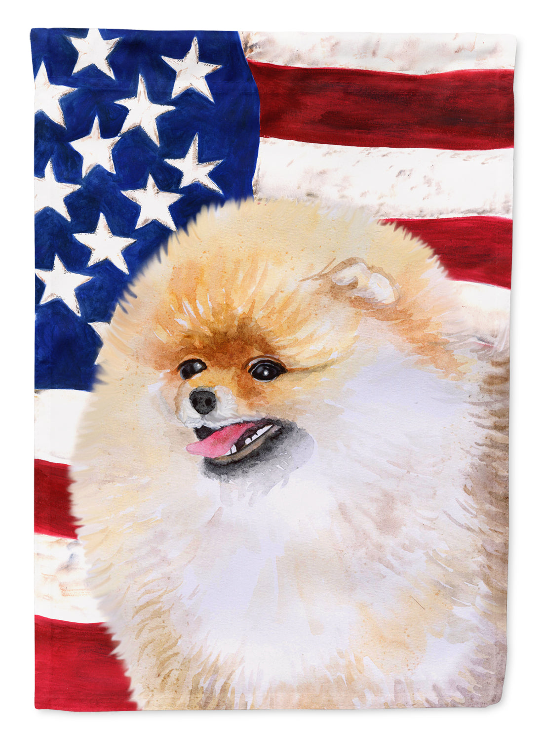 Pomeranian Patriotic Flag Canvas House Size BB9682CHF  the-store.com.