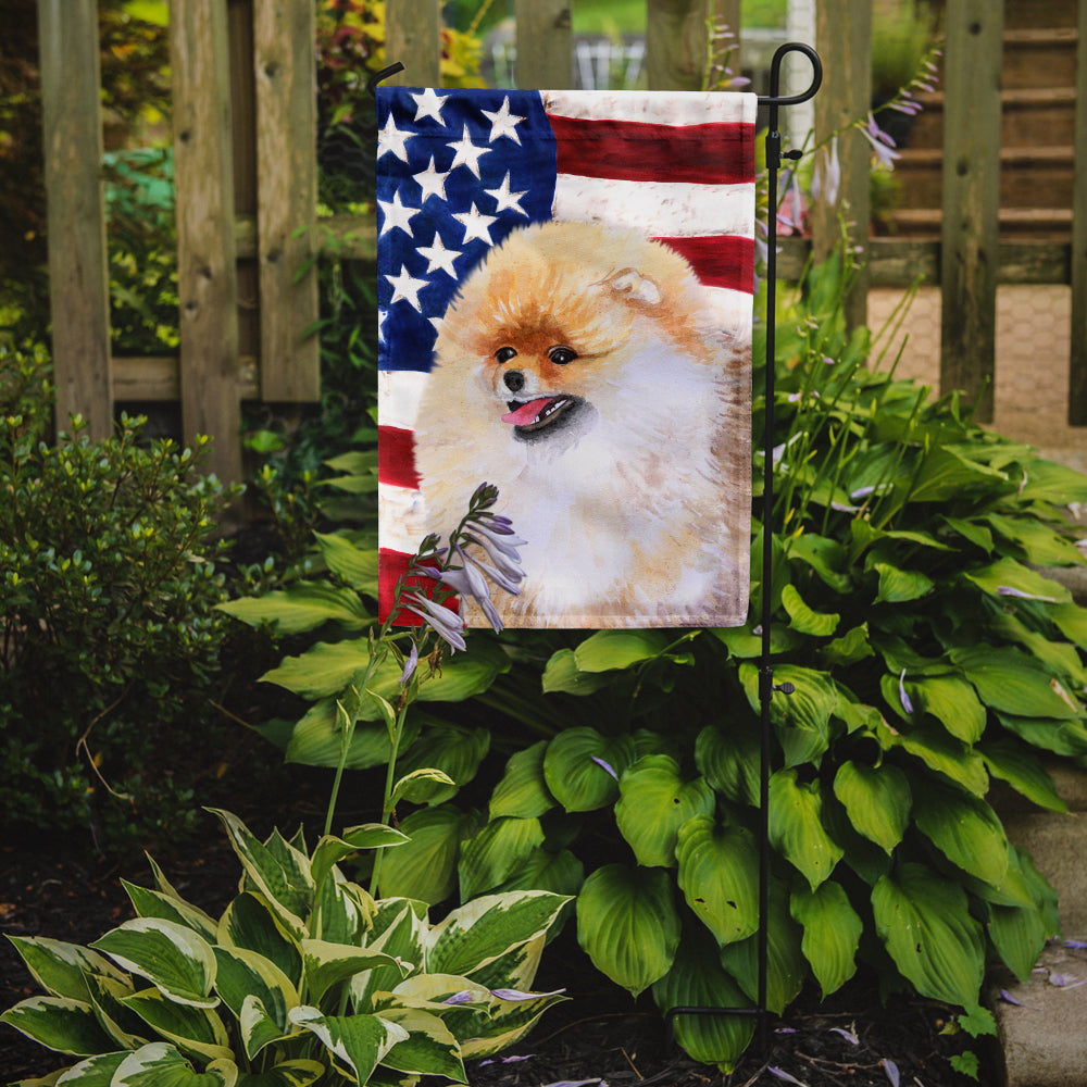 Pomeranian Patriotic Flag Garden Size BB9682GF  the-store.com.