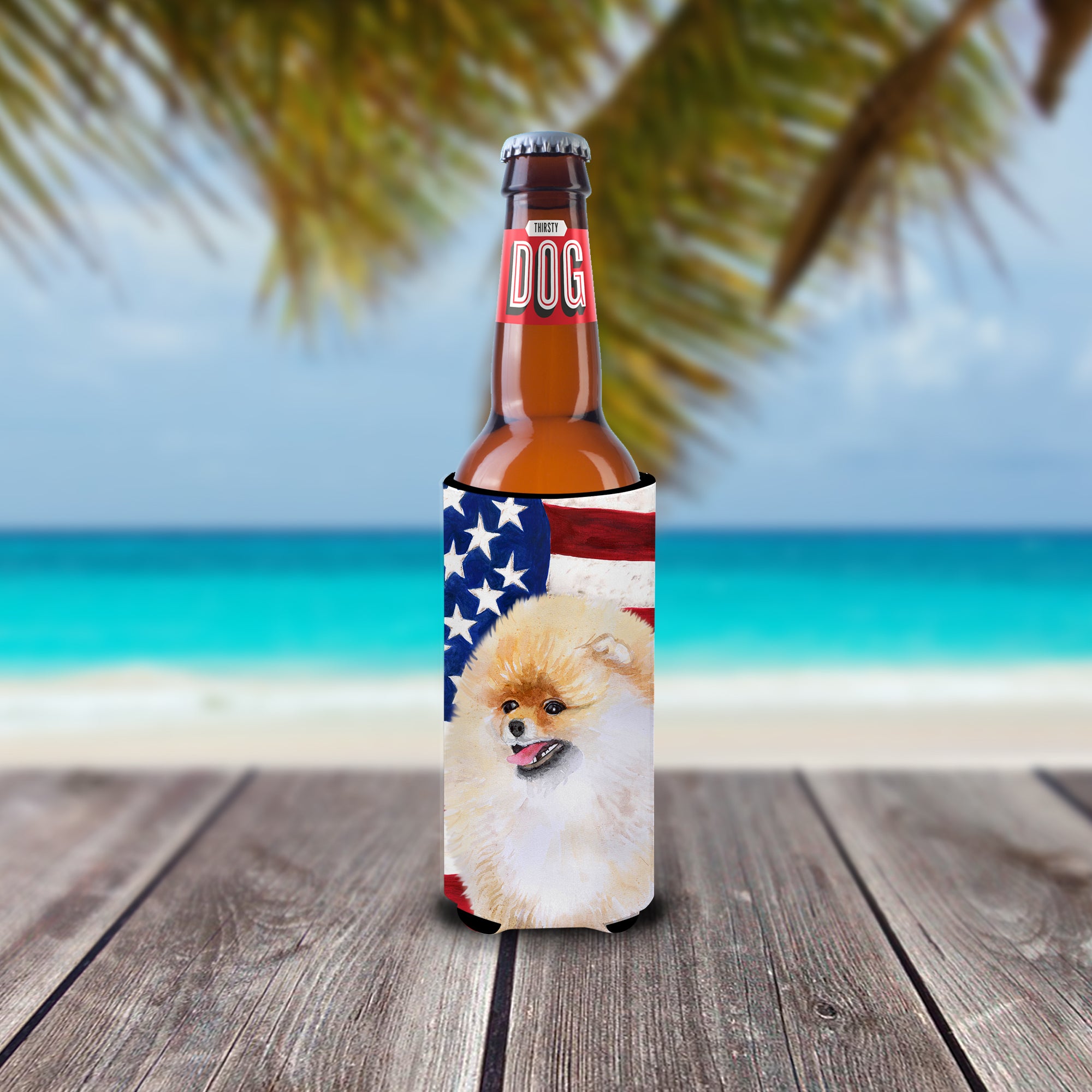 Pomeranian Patriotic  Ultra Hugger for slim cans BB9682MUK  the-store.com.