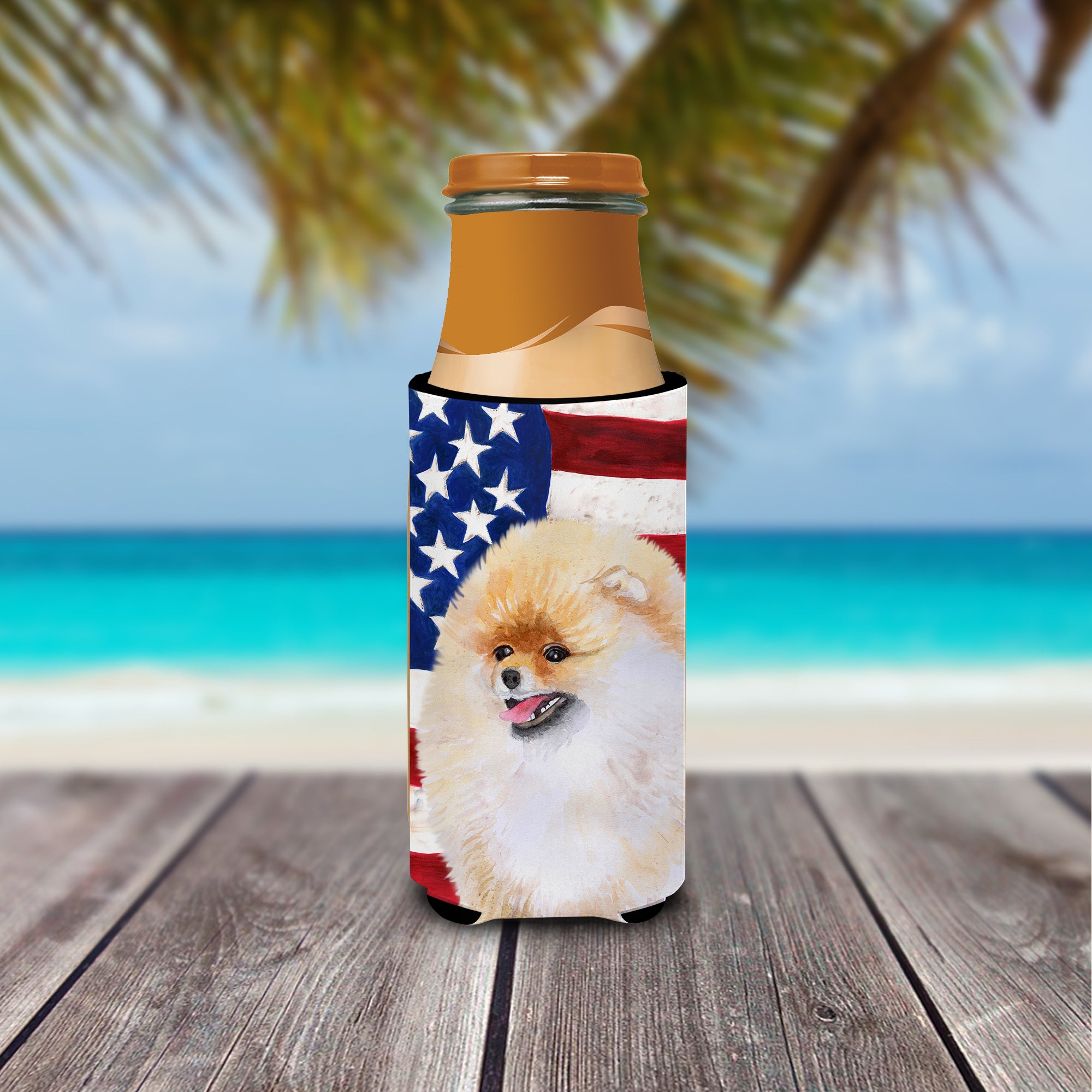 Pomeranian Patriotic  Ultra Hugger for slim cans BB9682MUK  the-store.com.