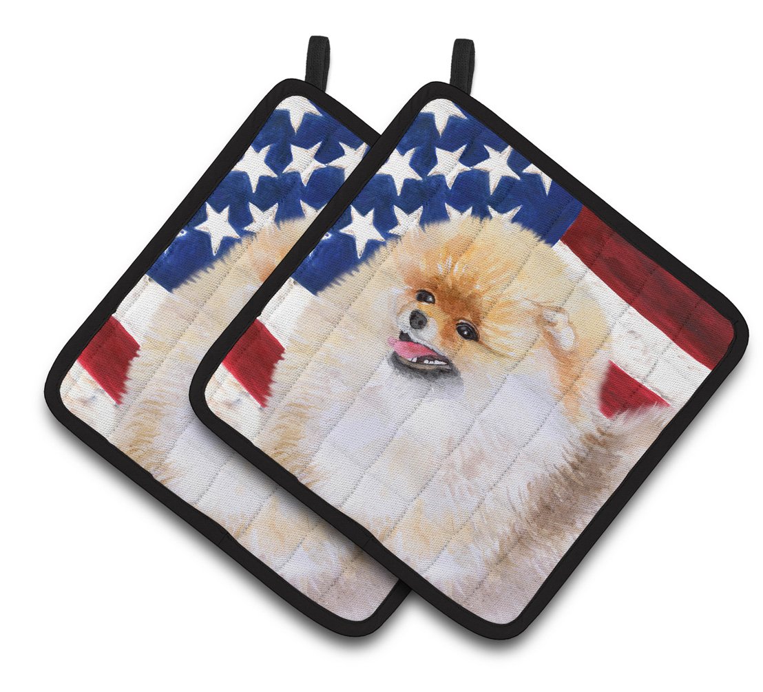 Pomeranian Patriotic Pair of Pot Holders BB9682PTHD by Caroline's Treasures