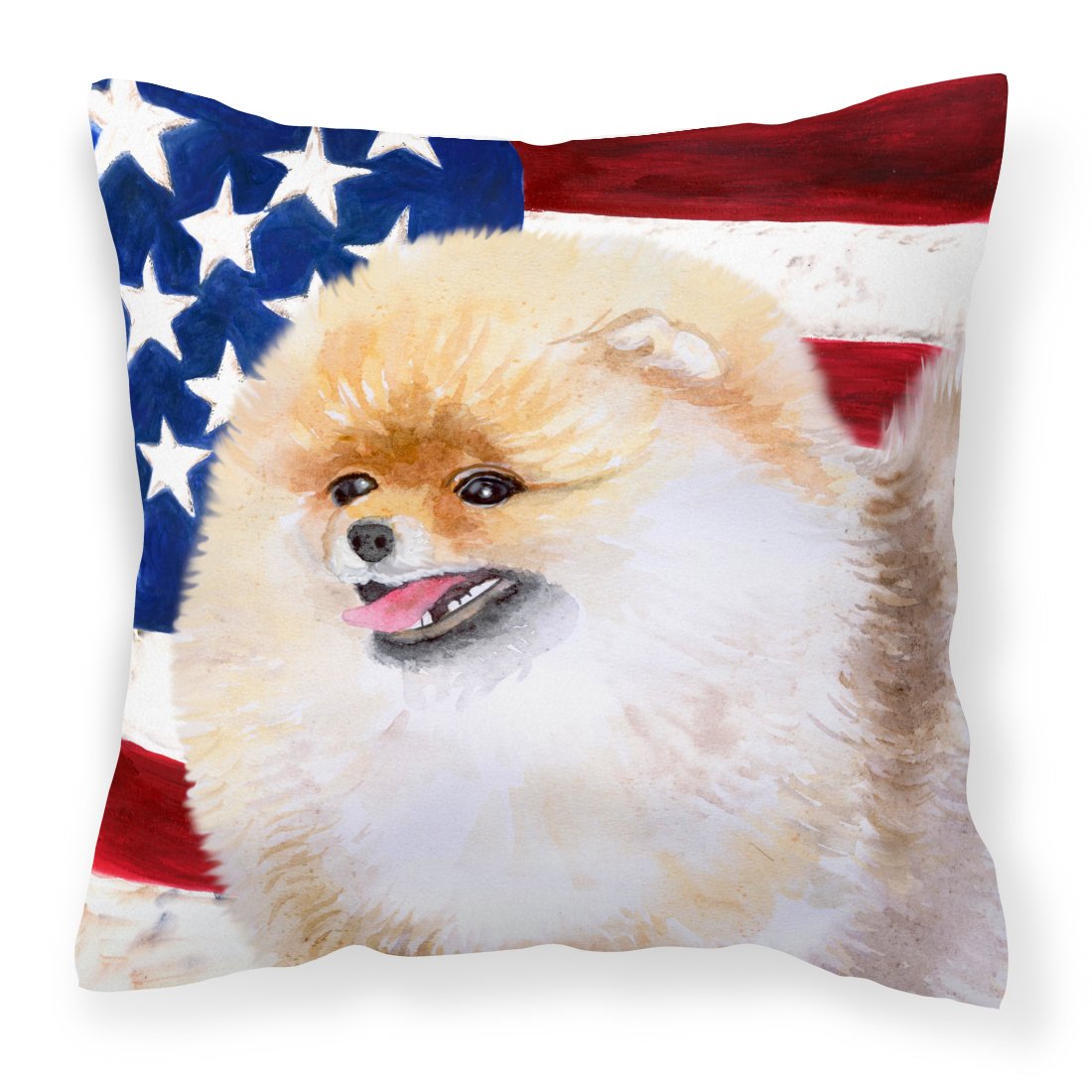 Pomeranian Patriotic Fabric Decorative Pillow BB9682PW1818 by Caroline&#39;s Treasures