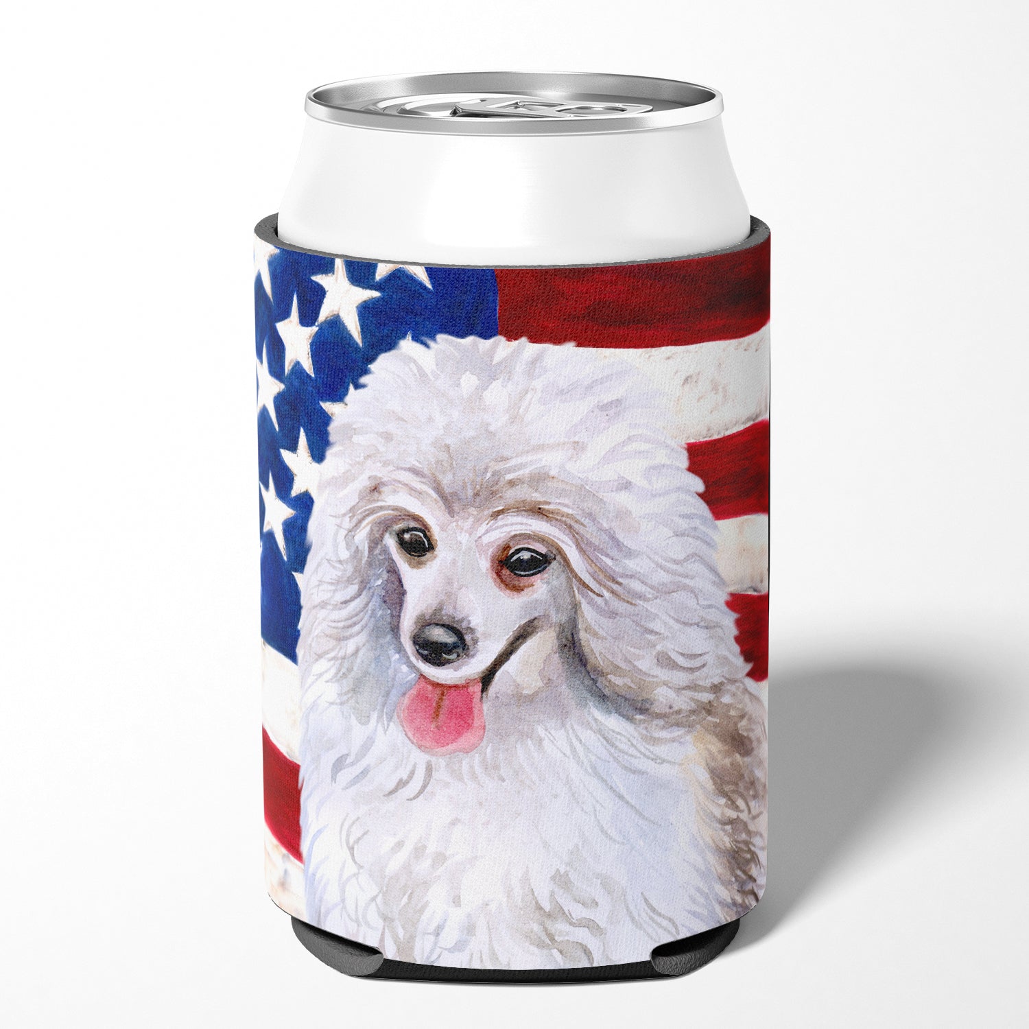 Medium White Poodle Patriotic Can or Bottle Hugger BB9683CC  the-store.com.