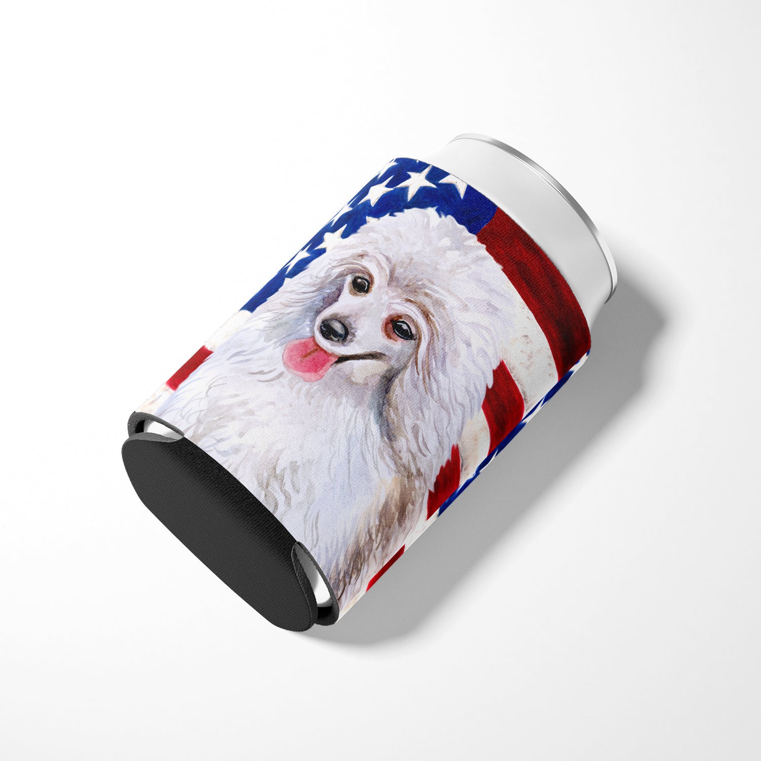 Medium White Poodle Patriotic Can or Bottle Hugger BB9683CC  the-store.com.