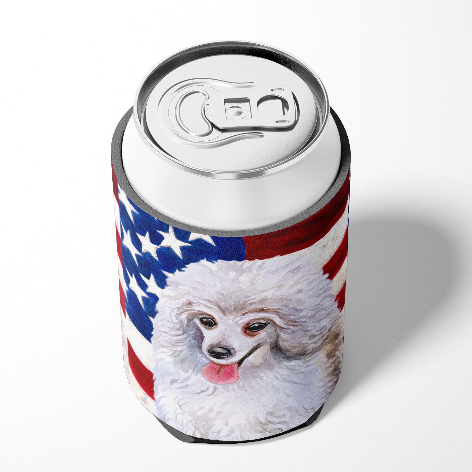 Medium White Poodle Patriotic Can or Bottle Hugger BB9683CC  the-store.com.