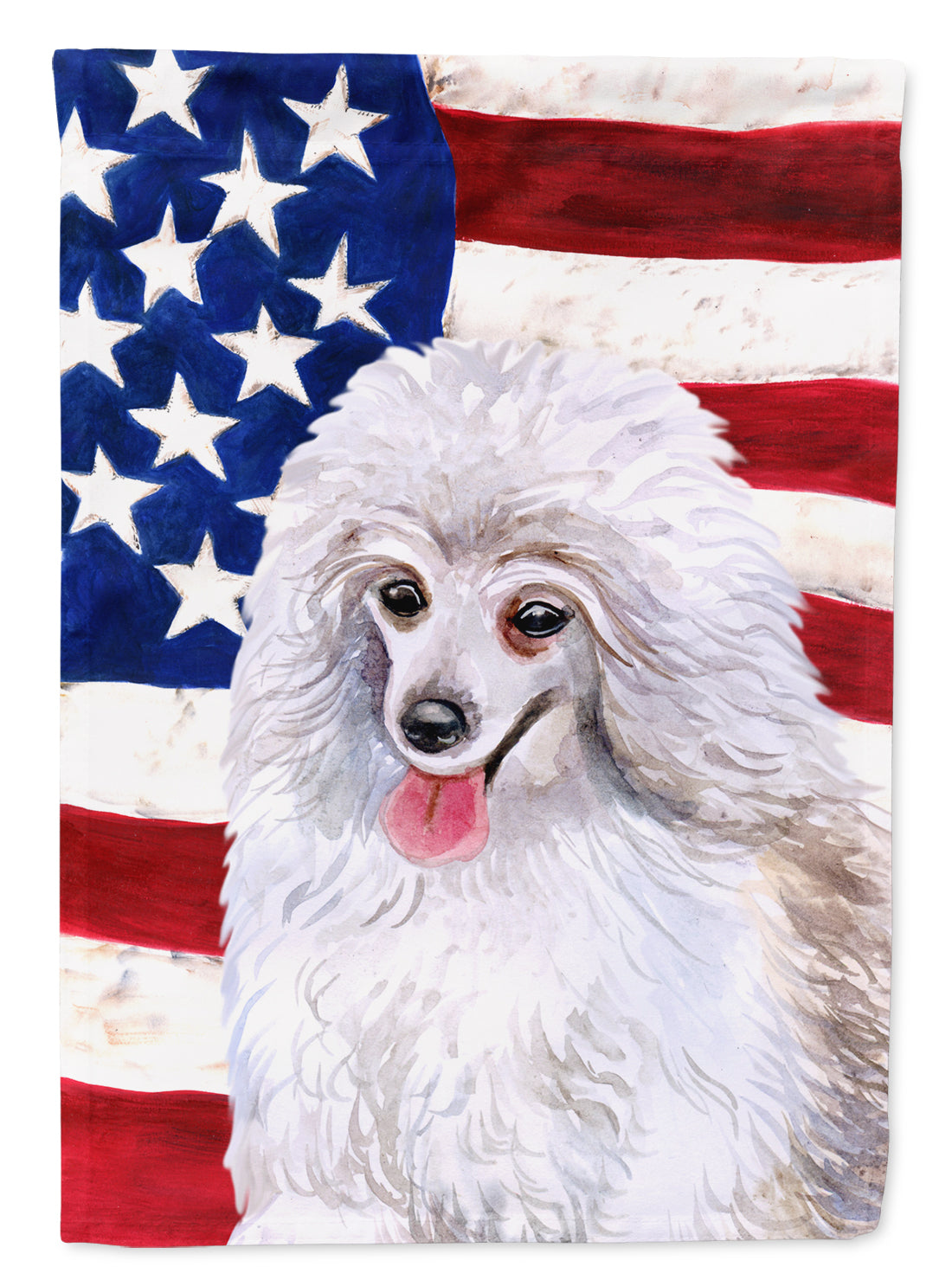 Medium White Poodle Patriotic Flag Garden Size BB9683GF  the-store.com.